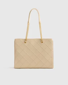 Italian Leather Diamond Stitch Tote
