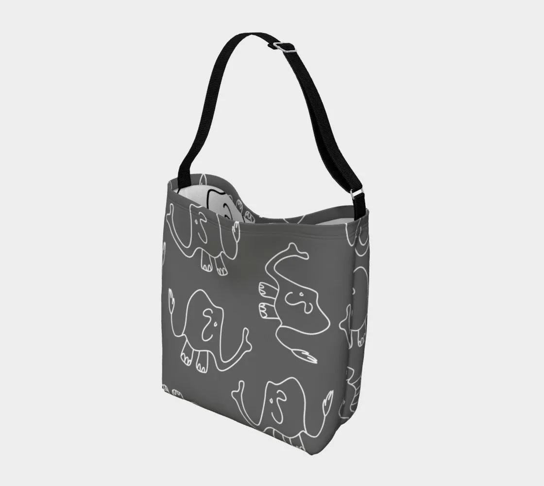 Jungleopia Grey and White Elephant Tote