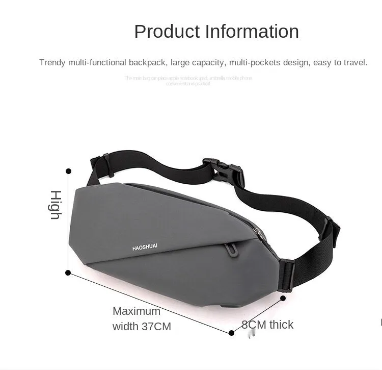 Lightweight Exercise Fitness Men's Black Waist Pack Crossbody Bag, Running Phone Bag