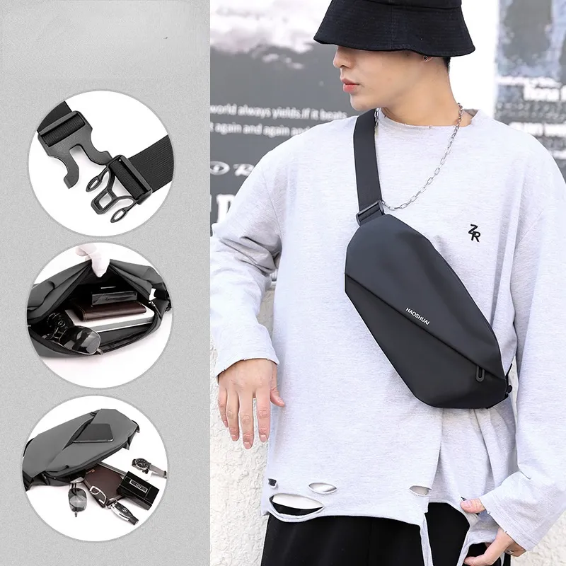 Lightweight Exercise Fitness Men's Black Waist Pack Crossbody Bag, Running Phone Bag