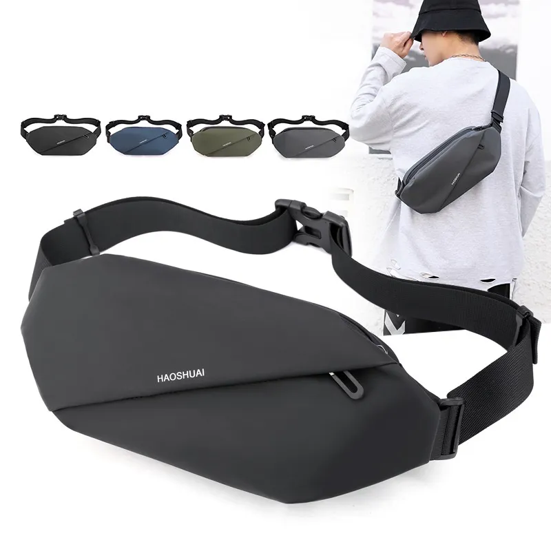 Lightweight Exercise Fitness Men's Black Waist Pack Crossbody Bag, Running Phone Bag
