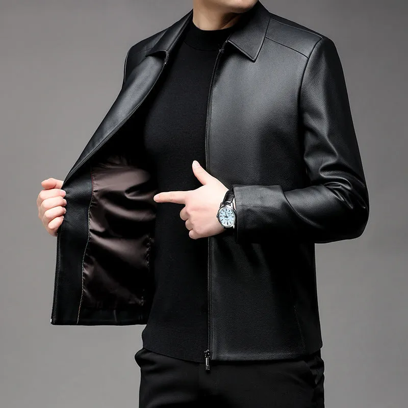 Limited time 56% off sale Men's Casual Business Lapel PU Leather Jacket
