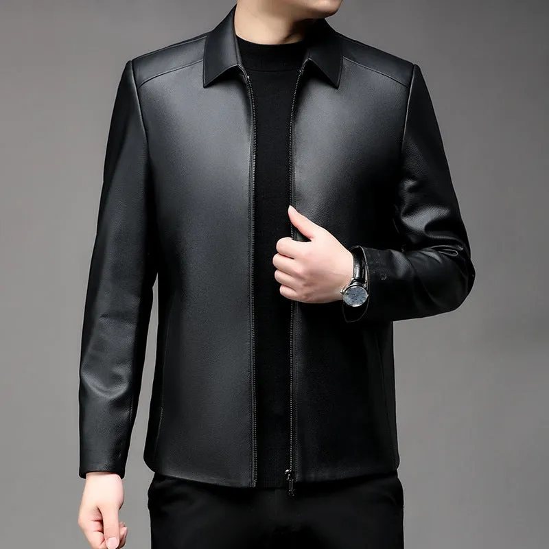 Limited time 56% off sale Men's Casual Business Lapel PU Leather Jacket