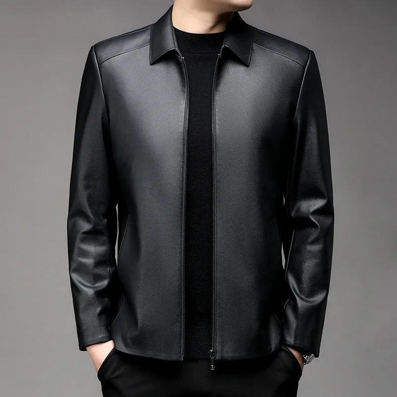 Limited time 56% off sale Men's Casual Business Lapel PU Leather Jacket