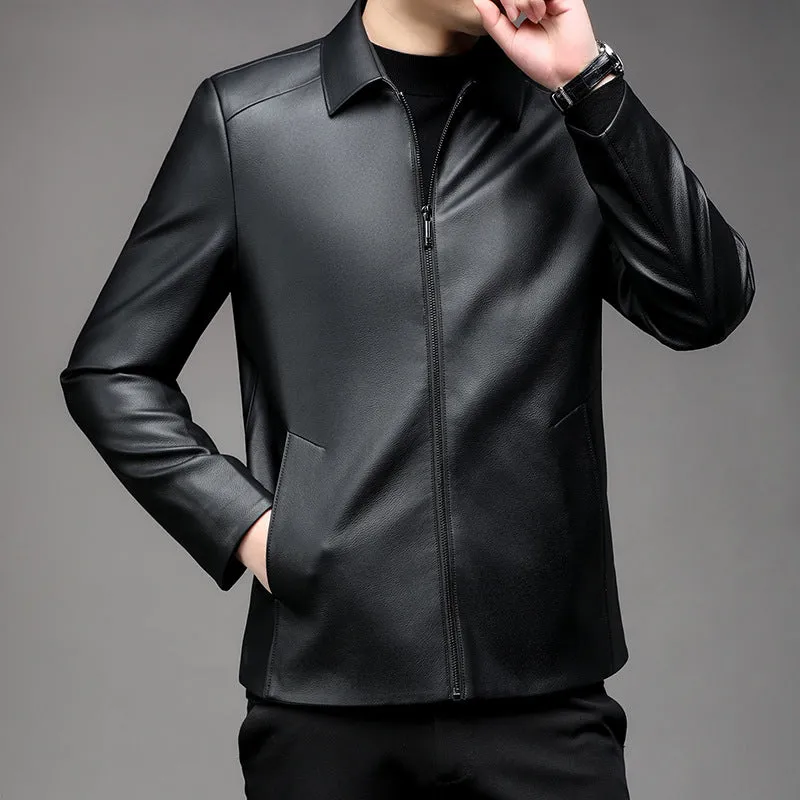 Limited time 56% off sale Men's Casual Business Lapel PU Leather Jacket