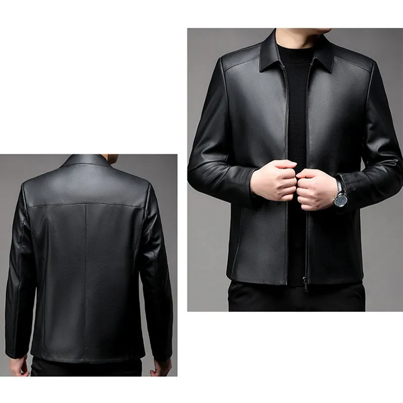 Limited time 56% off sale Men's Casual Business Lapel PU Leather Jacket