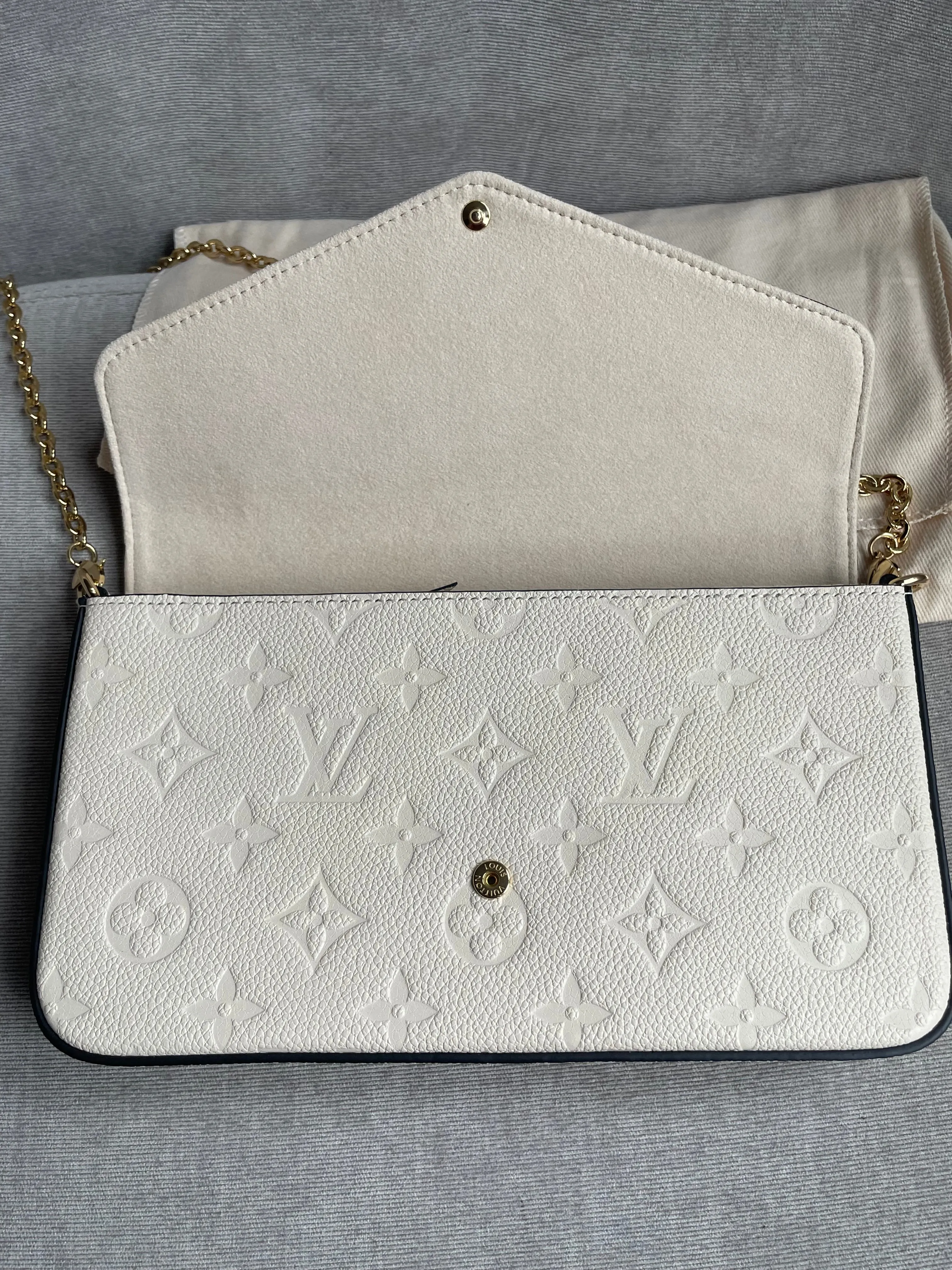 Louis Vuitton Felicie Pochette Cream Empreinte Monogram (RRP £1160)