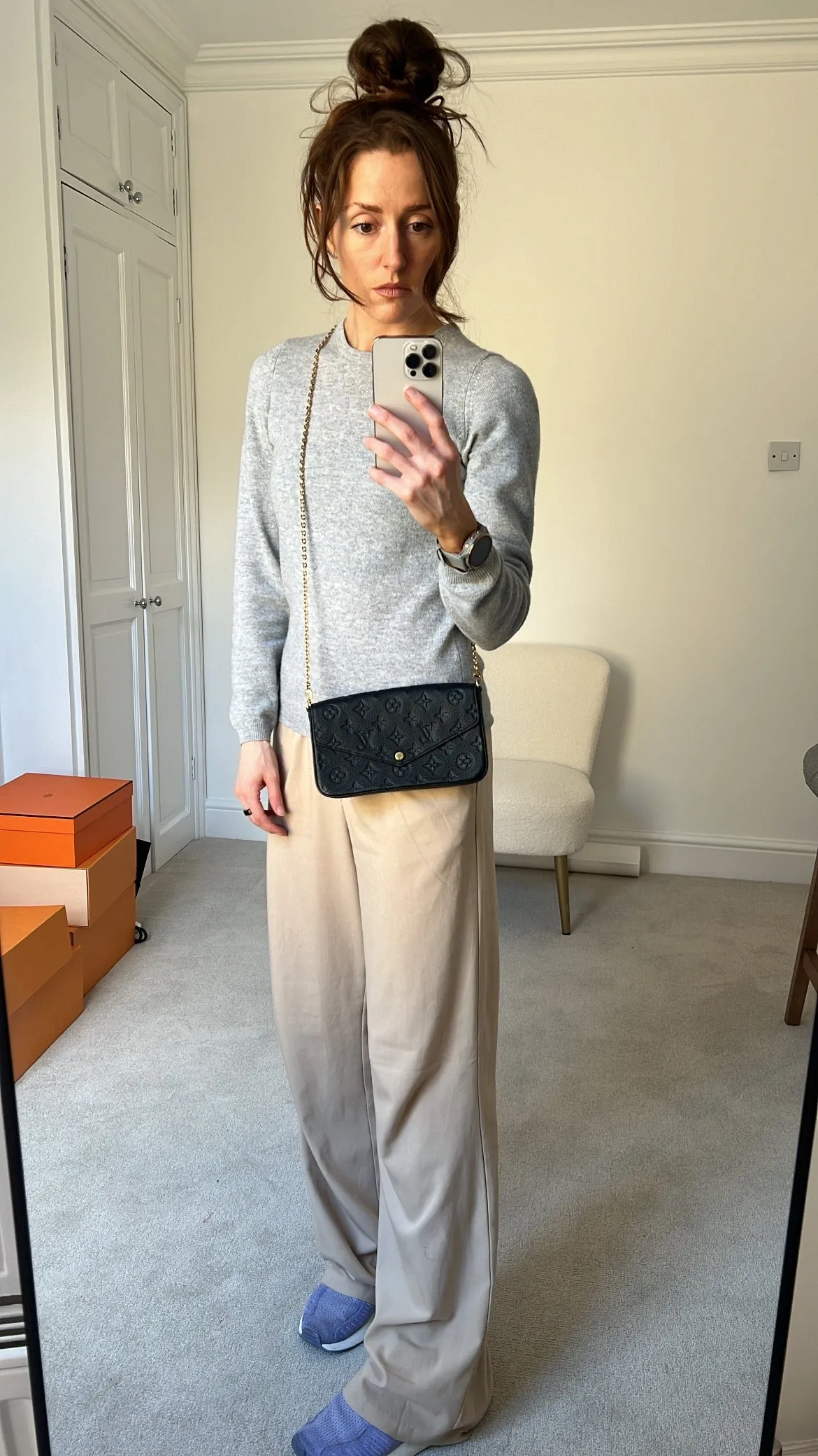 Louis Vuitton Felicie Pochette Cream Empreinte Monogram (RRP £1160)