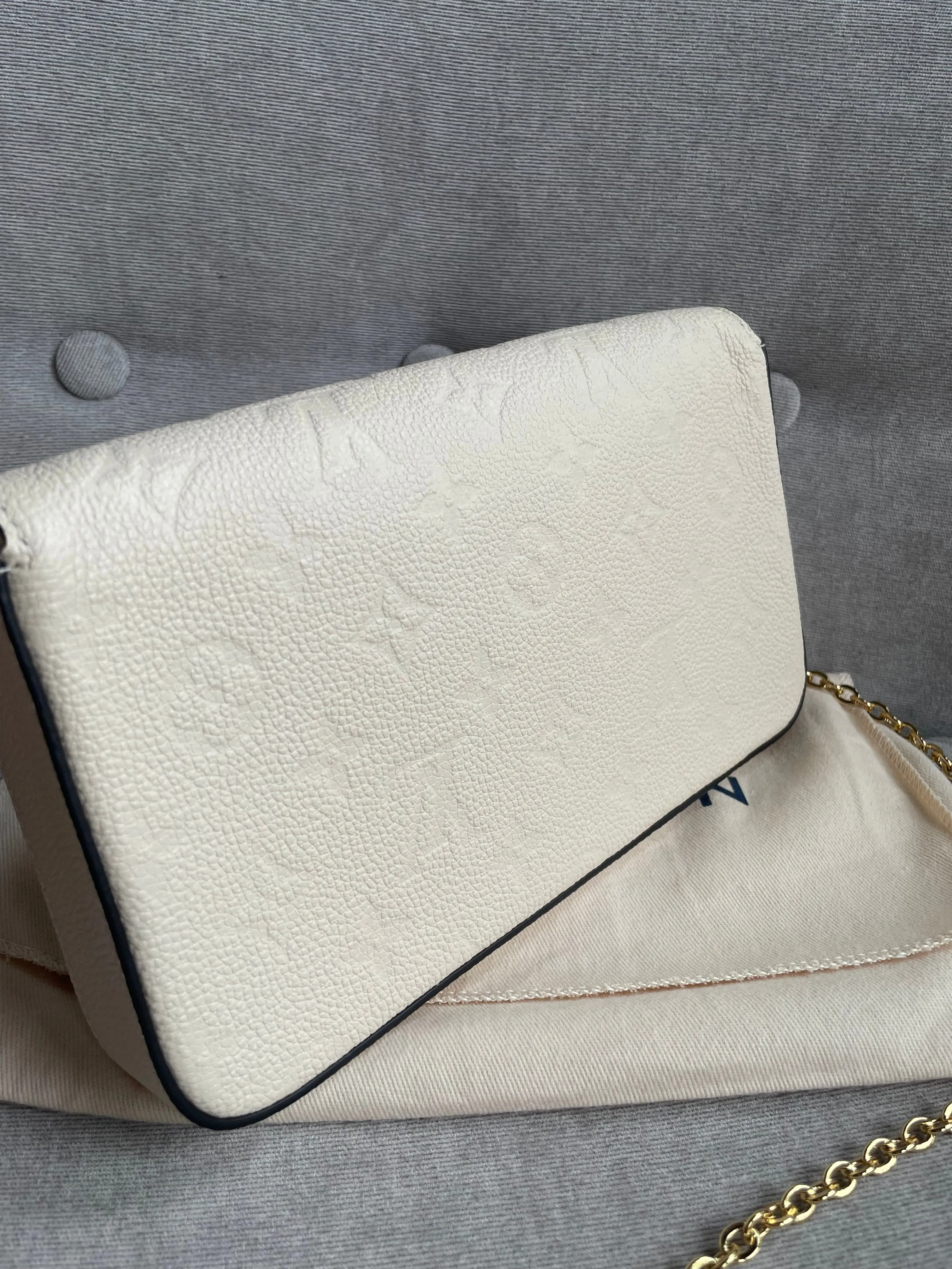 Louis Vuitton Felicie Pochette Cream Empreinte Monogram (RRP £1160)