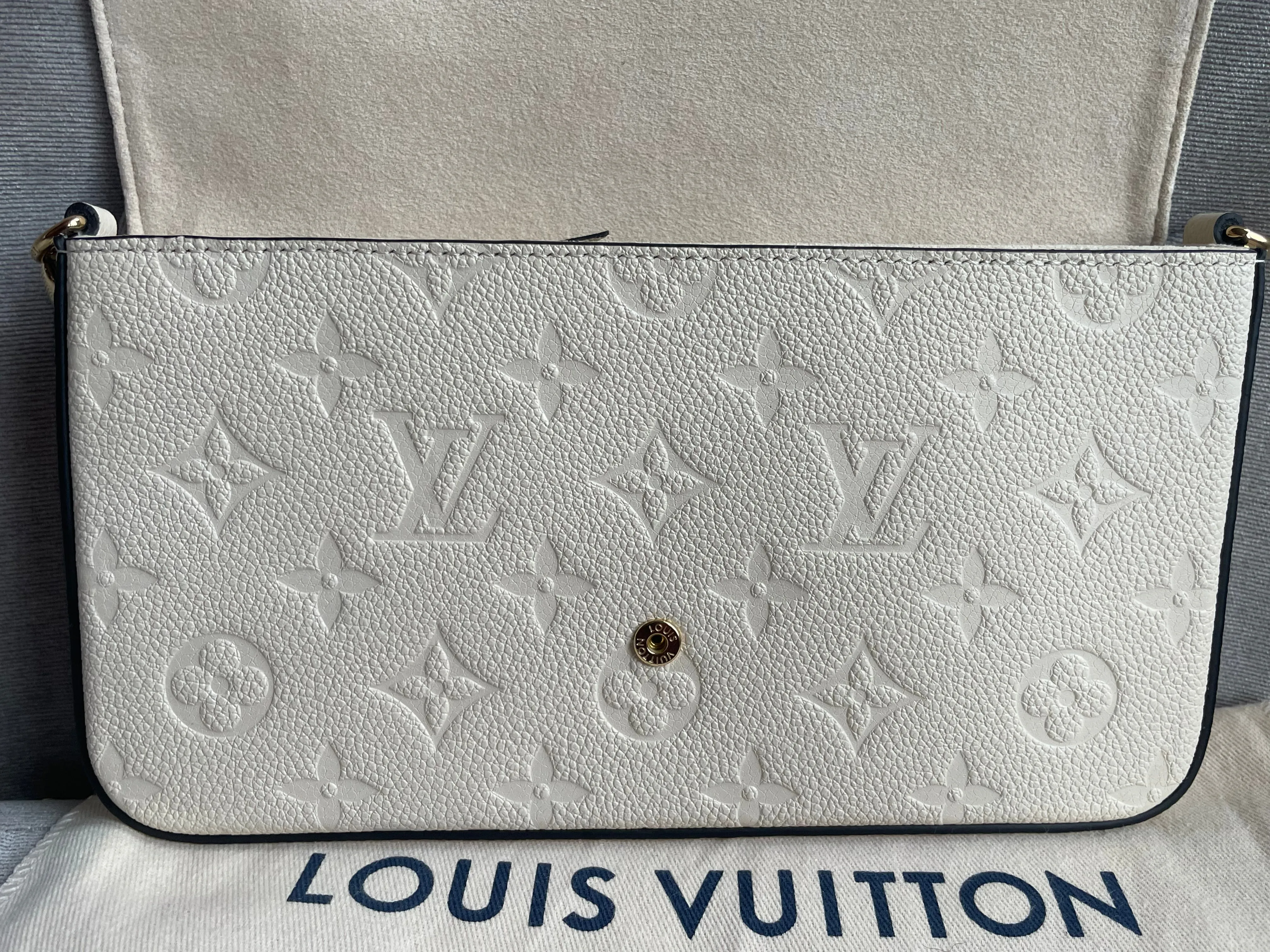 Louis Vuitton Felicie Pochette Cream Empreinte Monogram (RRP £1160)