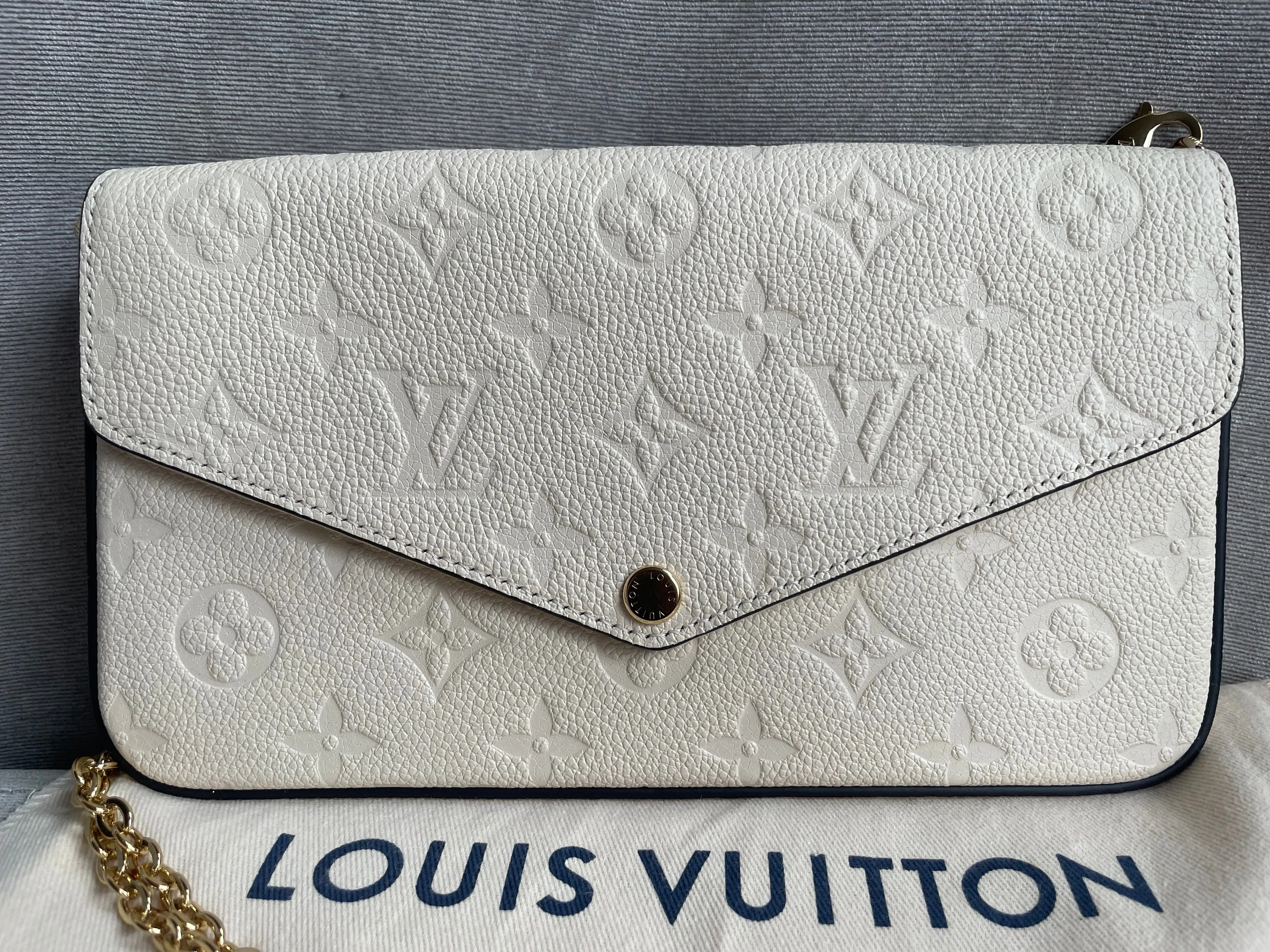 Louis Vuitton Felicie Pochette Cream Empreinte Monogram (RRP £1160)
