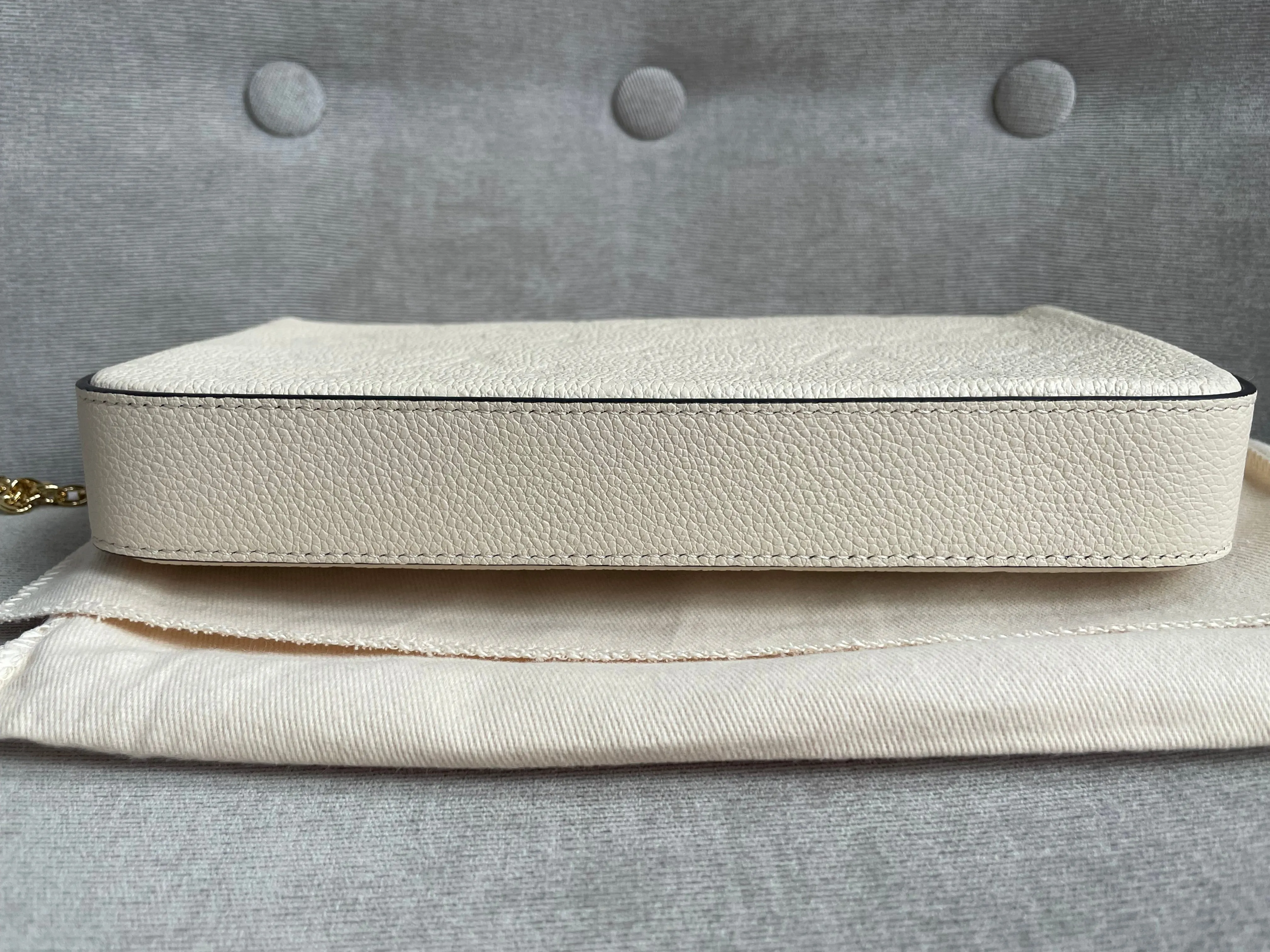 Louis Vuitton Felicie Pochette Cream Empreinte Monogram (RRP £1160)