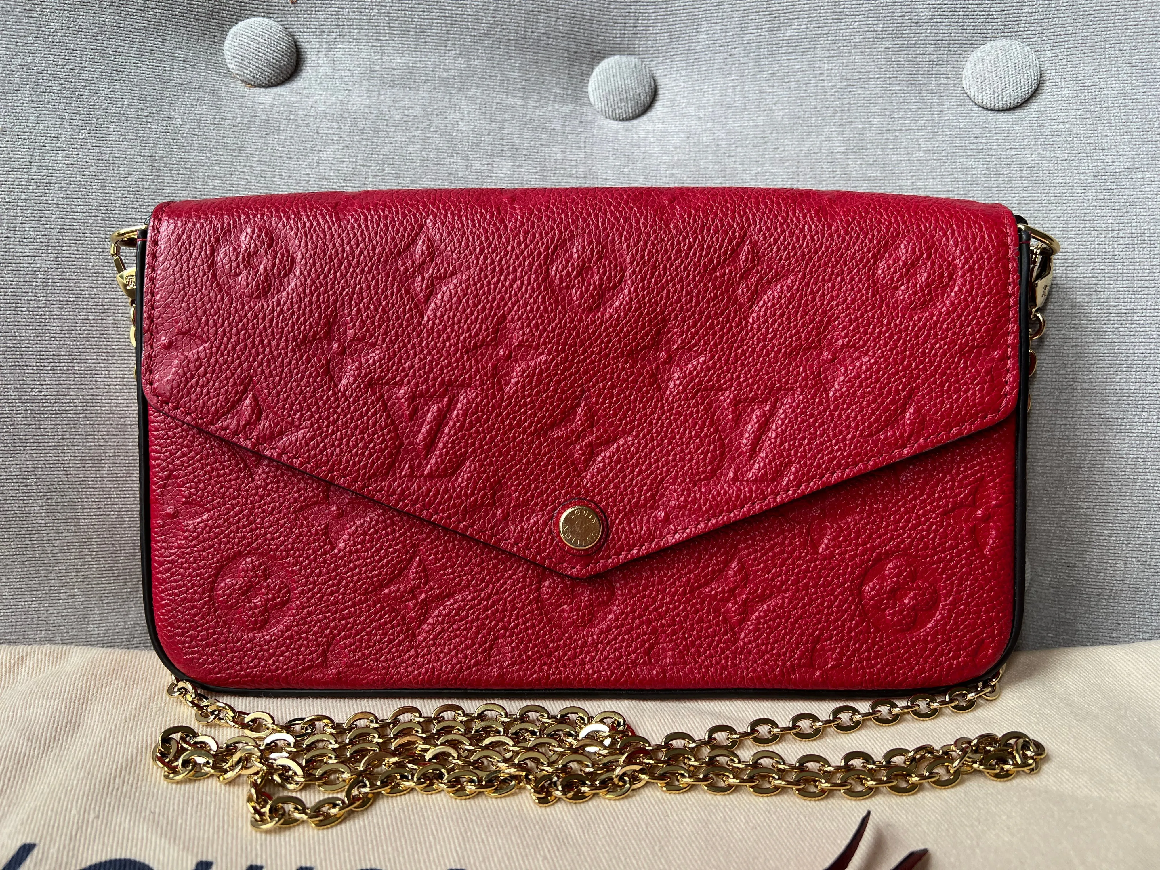 Louis Vuitton Felicie Pochette Red Empreinte Monogram (RRP £1160)