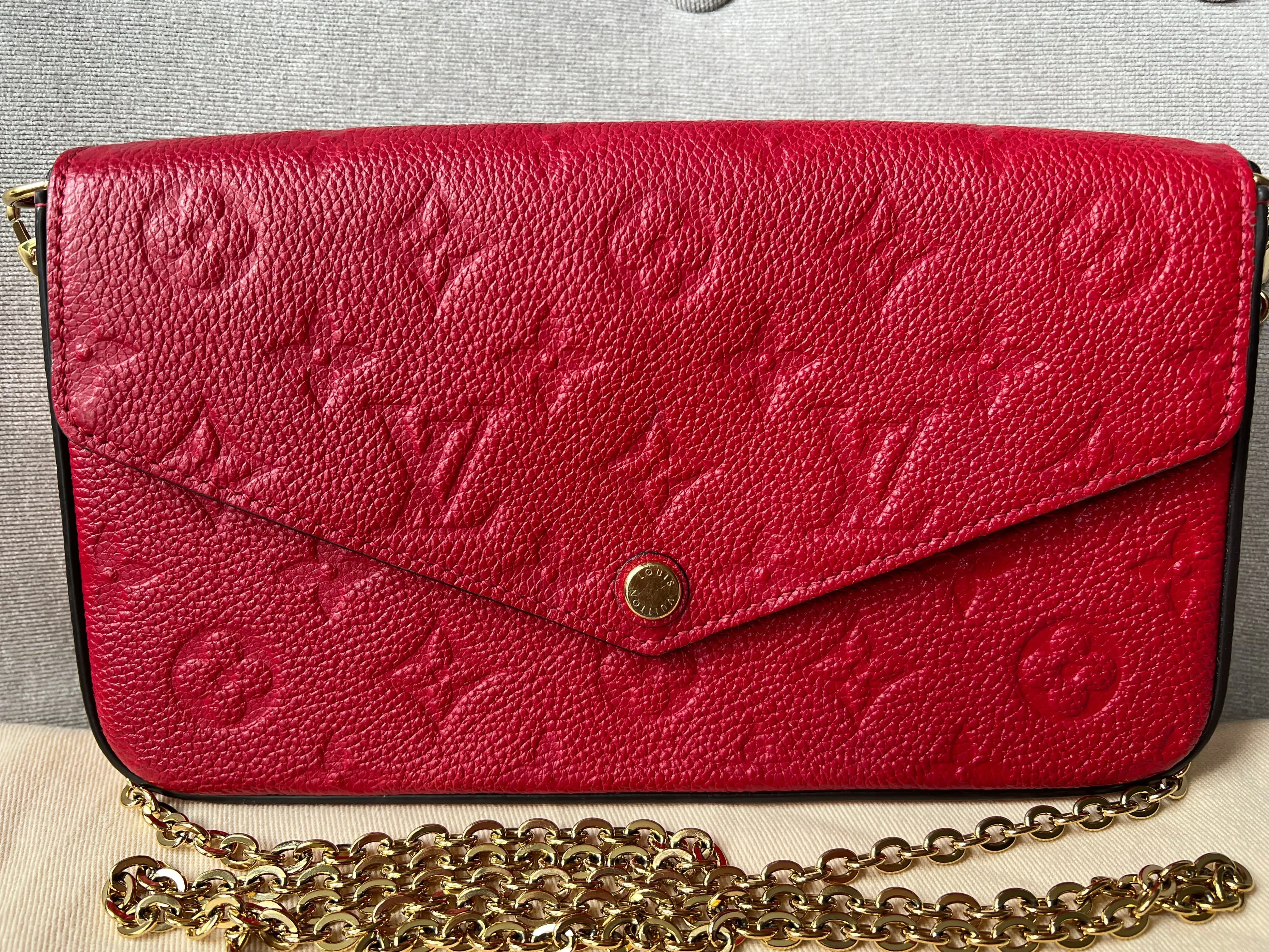 Louis Vuitton Felicie Pochette Red Empreinte Monogram (RRP £1160)