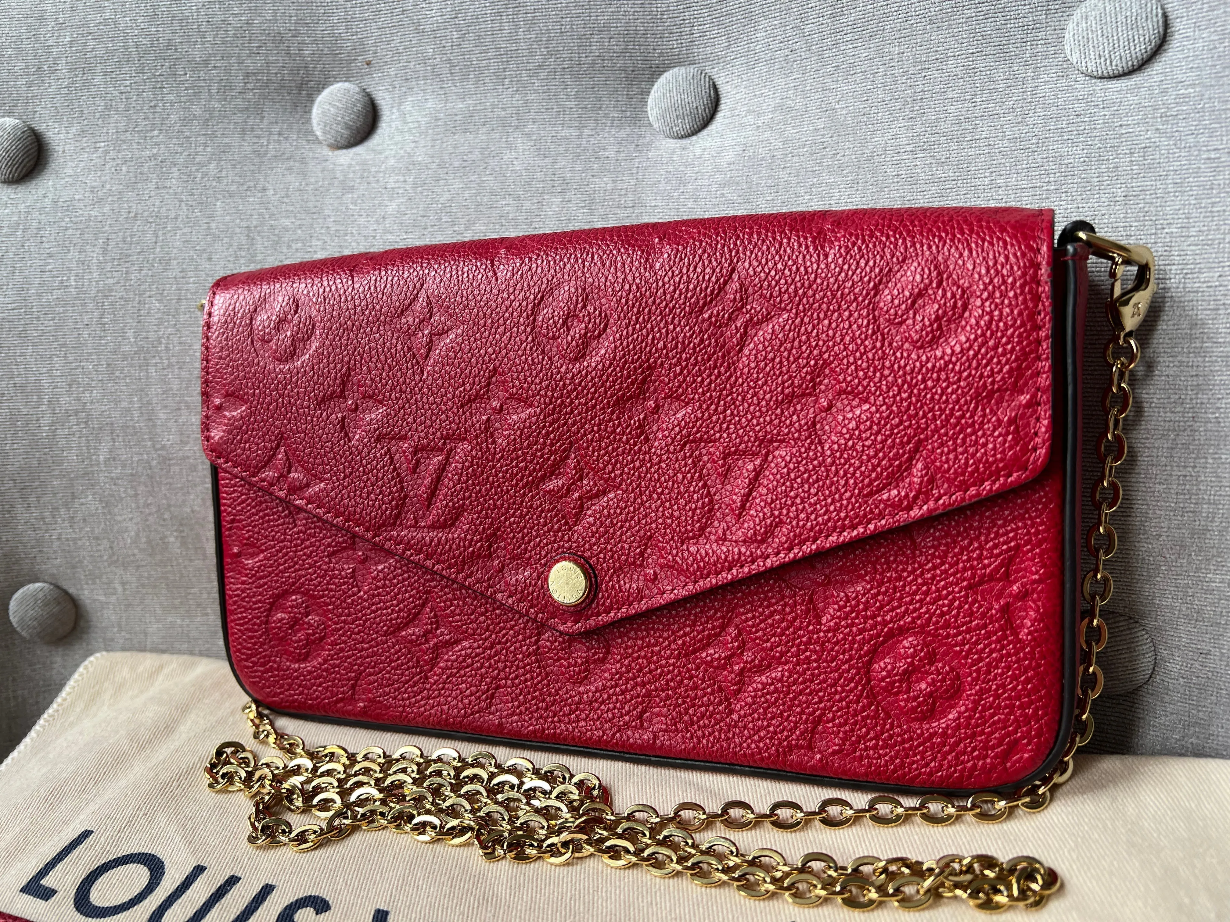 Louis Vuitton Felicie Pochette Red Empreinte Monogram (RRP £1160)
