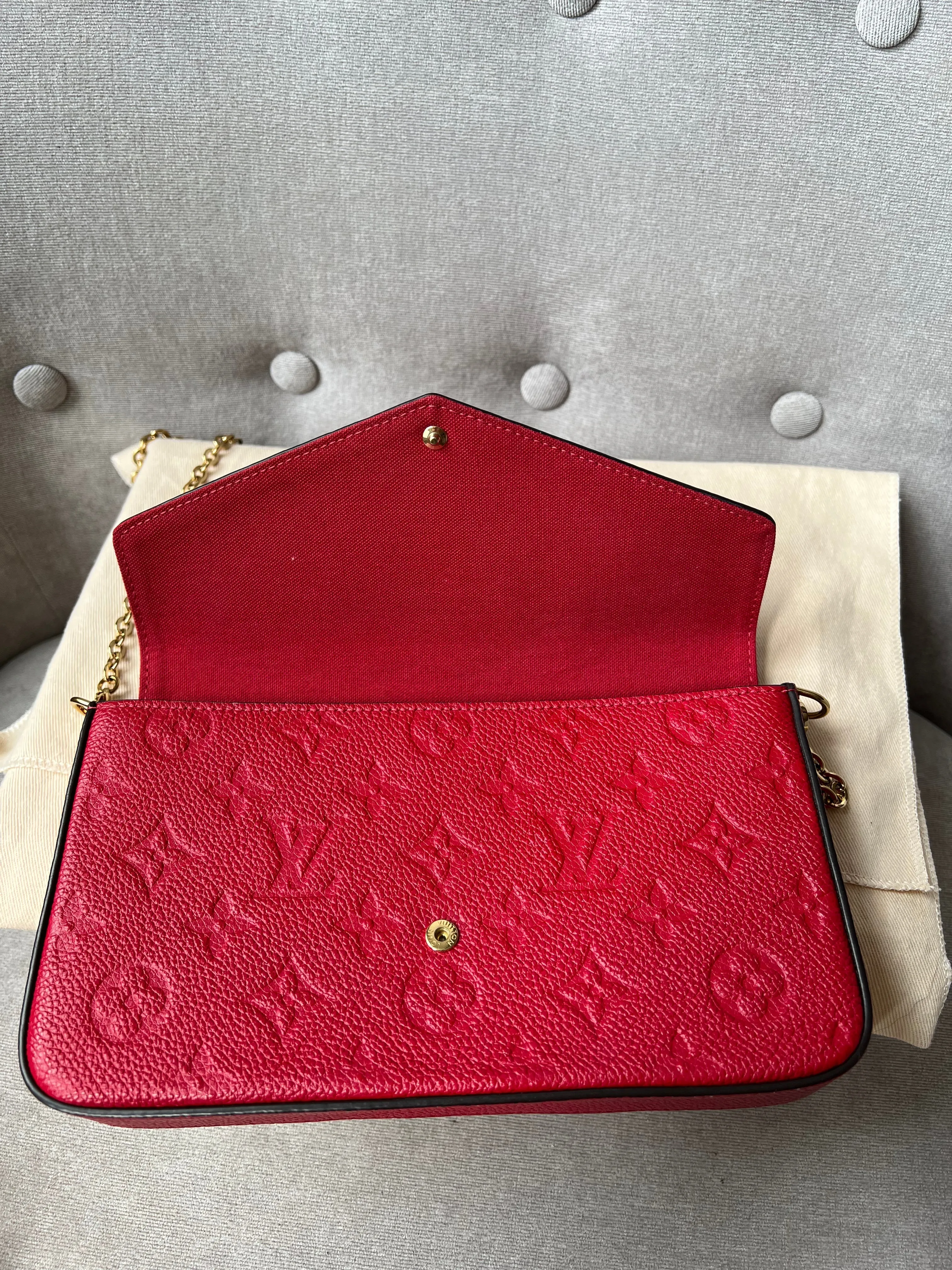 Louis Vuitton Felicie Pochette Red Empreinte Monogram (RRP £1160)