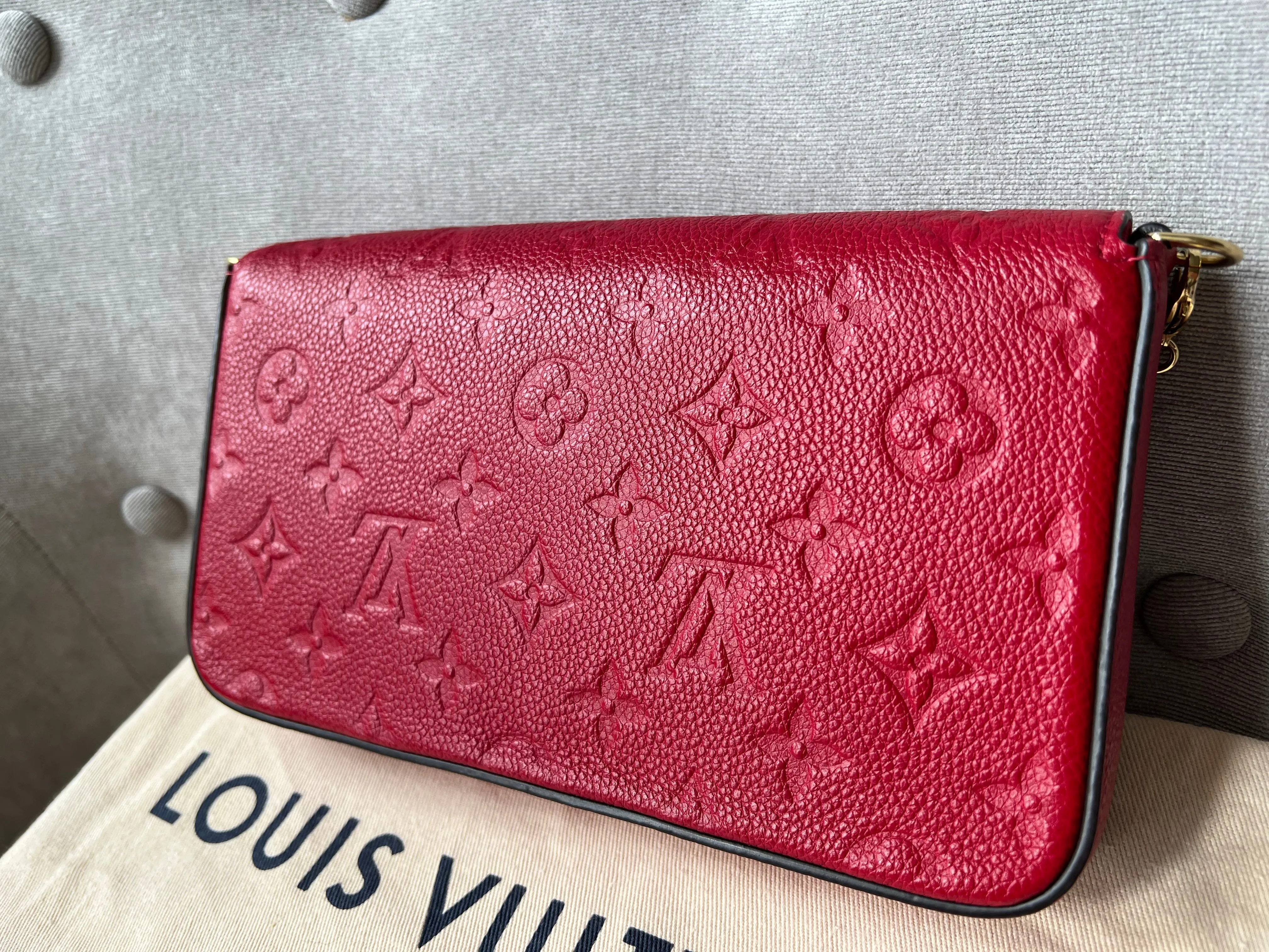 Louis Vuitton Felicie Pochette Red Empreinte Monogram (RRP £1160)