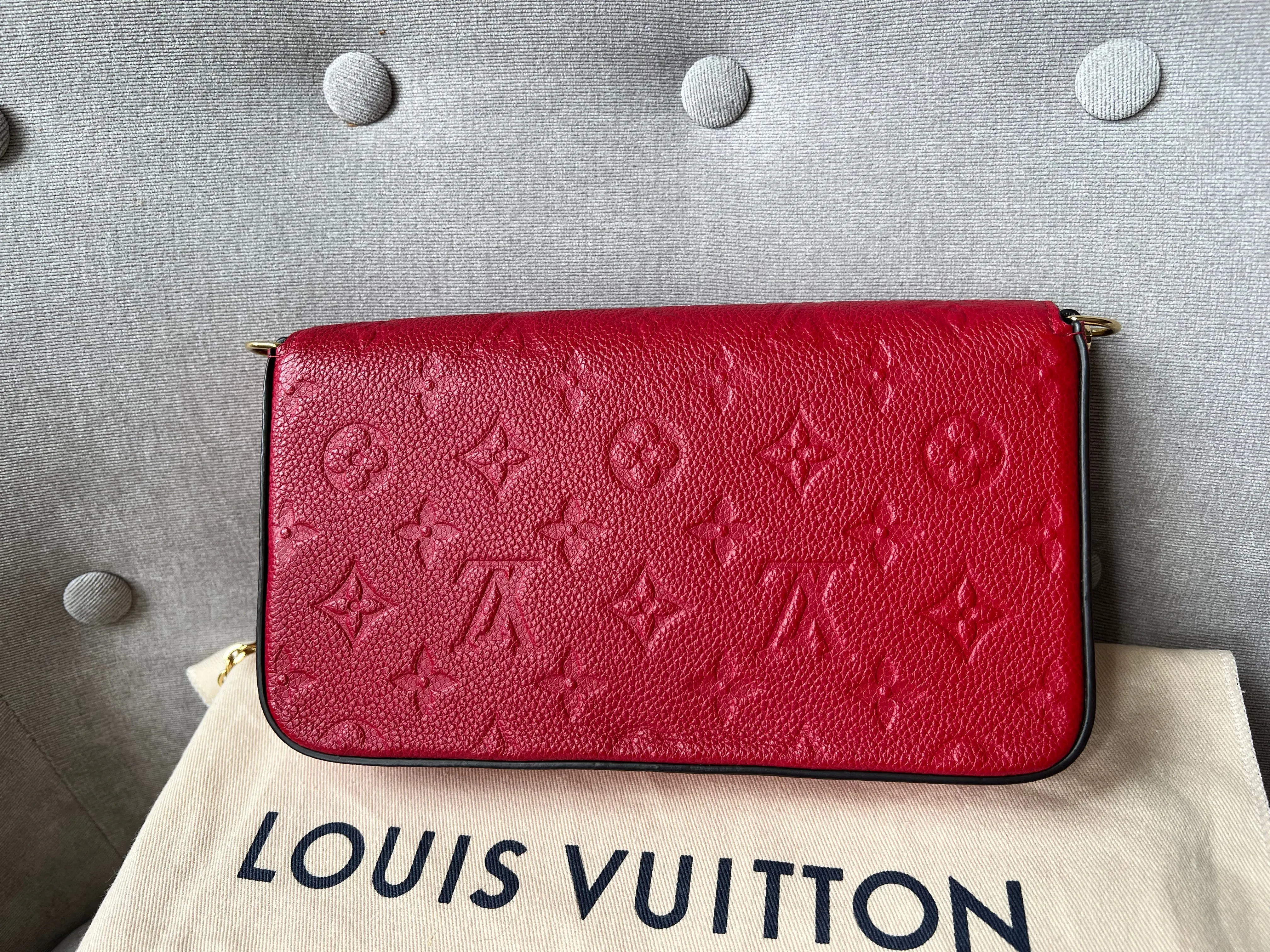 Louis Vuitton Felicie Pochette Red Empreinte Monogram (RRP £1160)