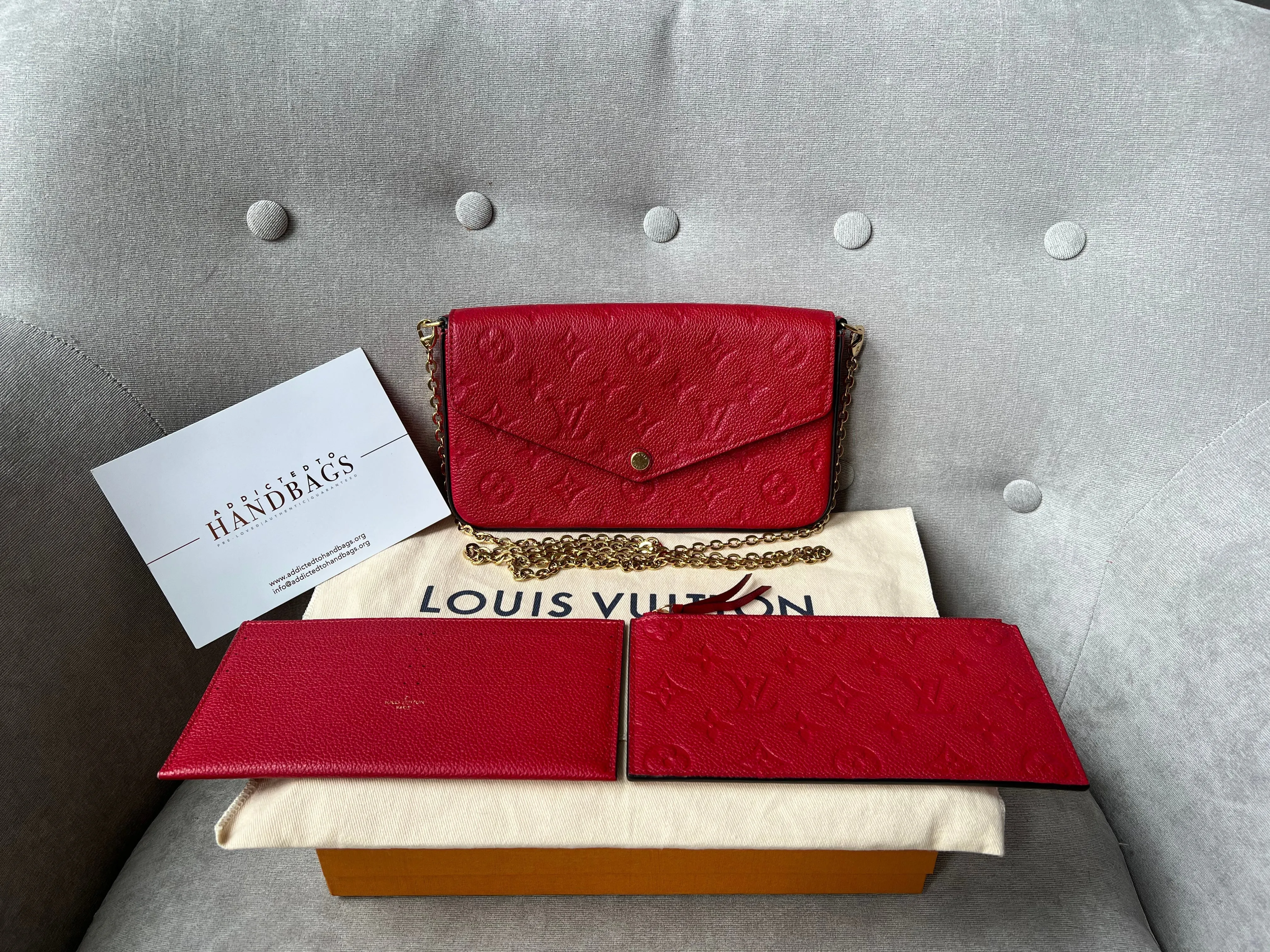 Louis Vuitton Felicie Pochette Red Empreinte Monogram (RRP £1160)