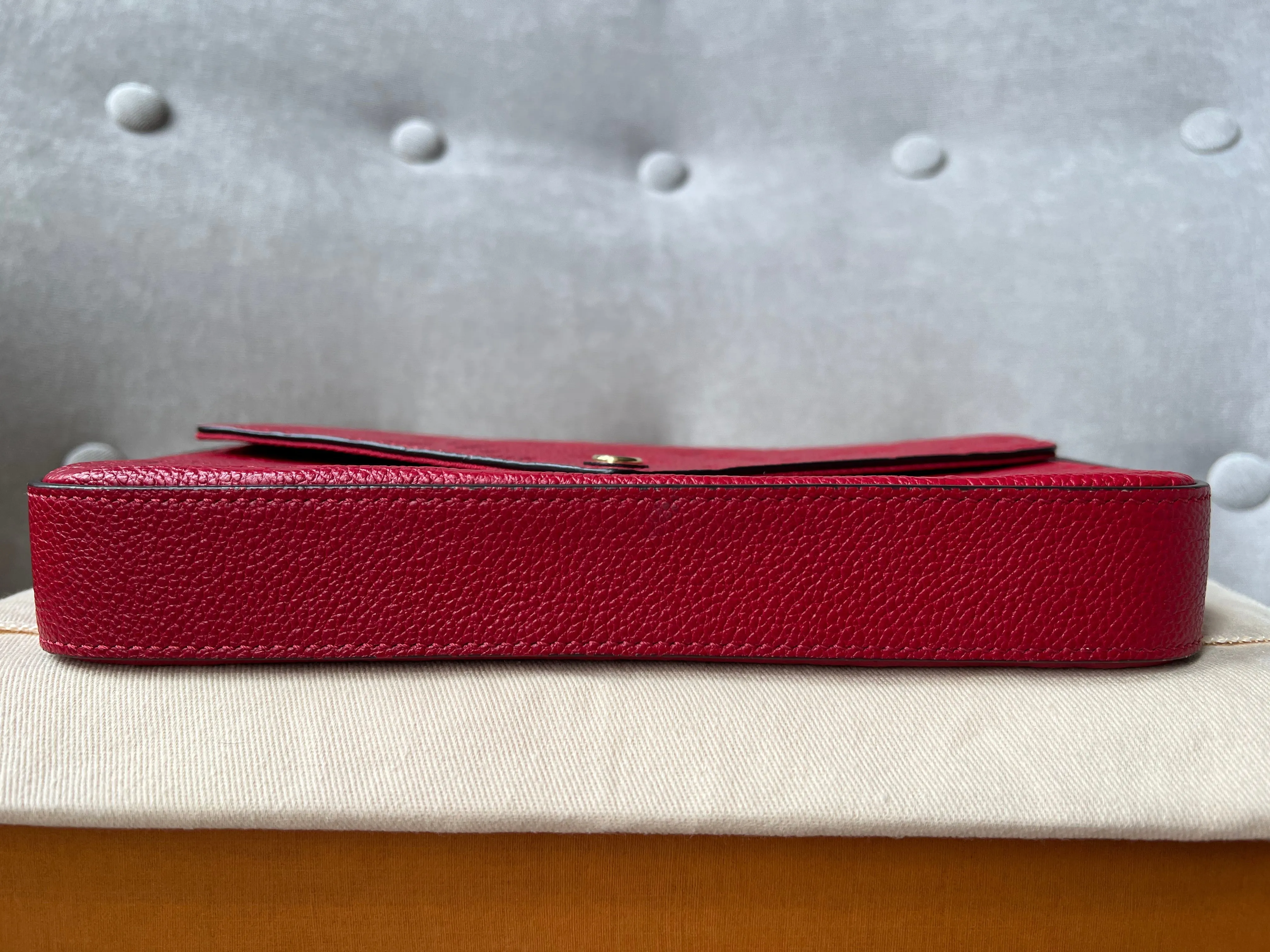 Louis Vuitton Felicie Pochette Red Empreinte Monogram (RRP £1160)