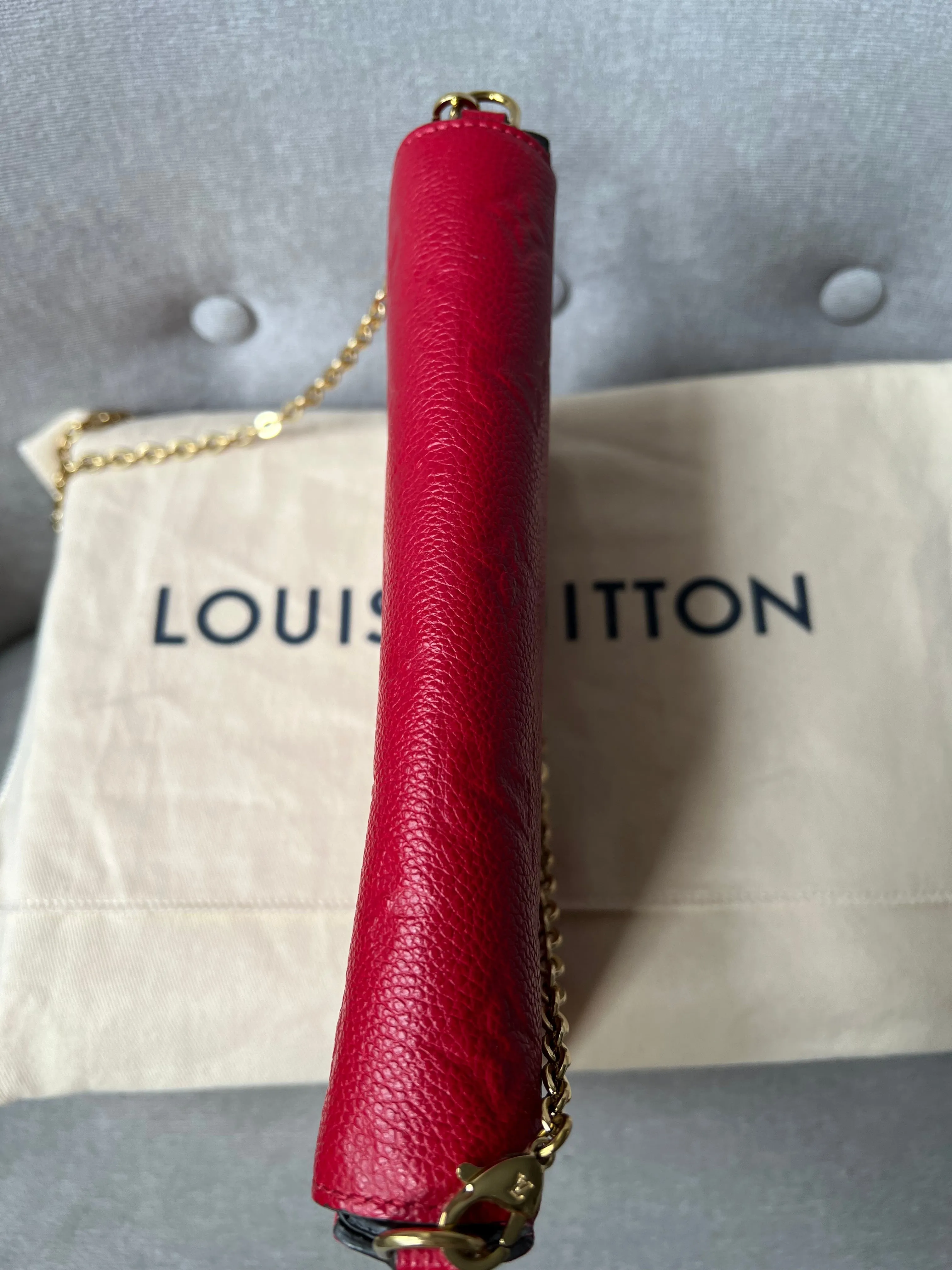 Louis Vuitton Felicie Pochette Red Empreinte Monogram (RRP £1160)