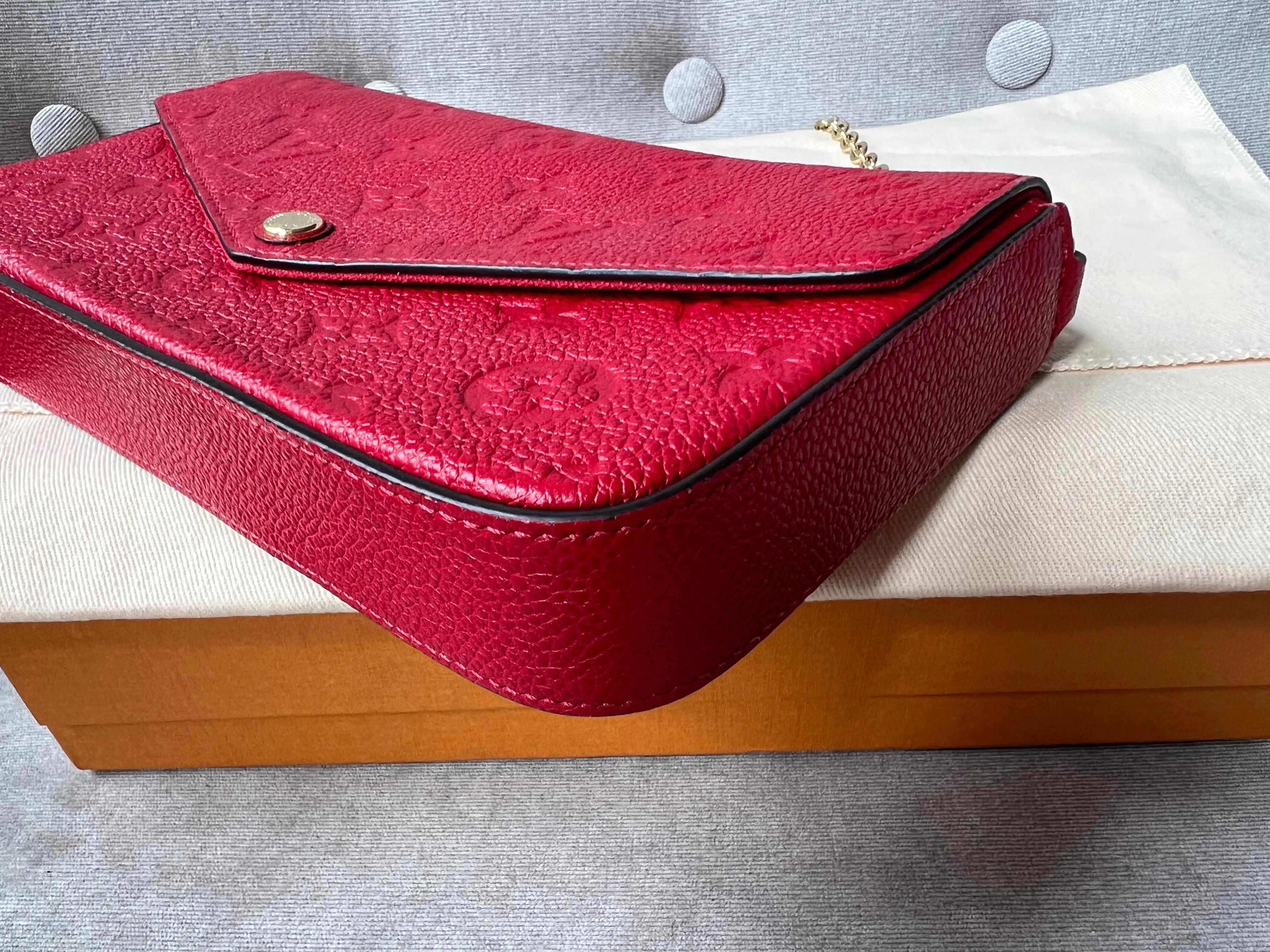 Louis Vuitton Felicie Pochette Red Empreinte Monogram (RRP £1160)
