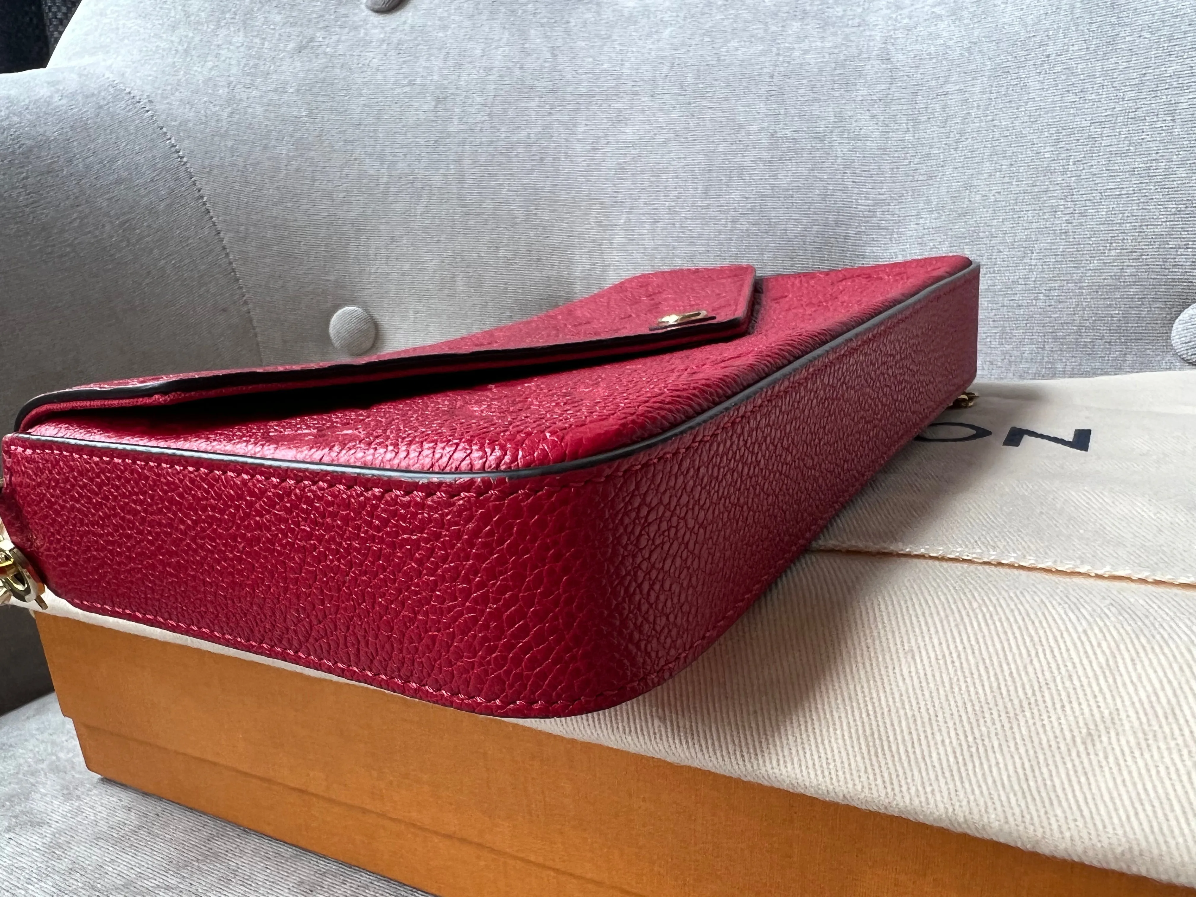 Louis Vuitton Felicie Pochette Red Empreinte Monogram (RRP £1160)