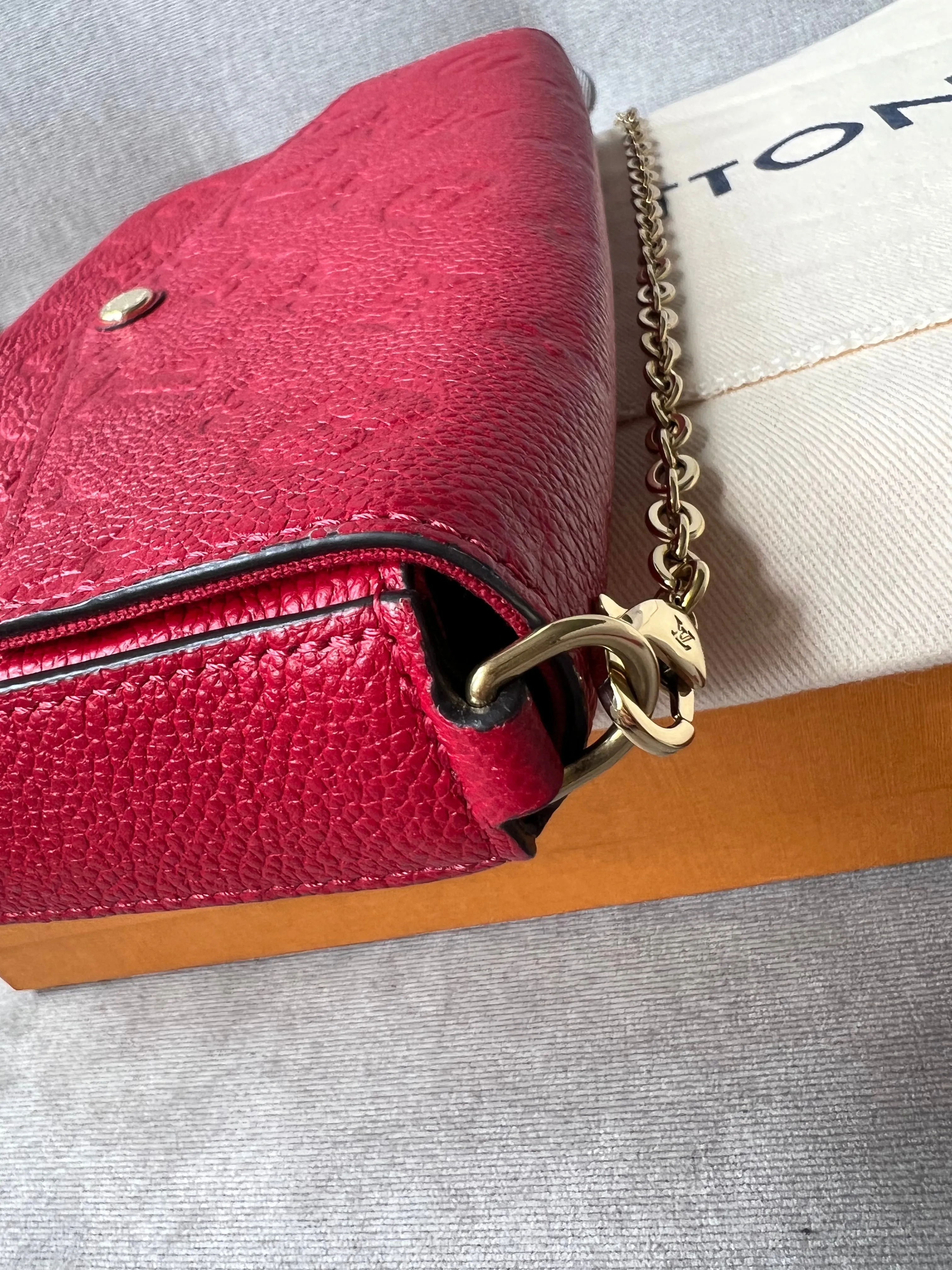 Louis Vuitton Felicie Pochette Red Empreinte Monogram (RRP £1160)