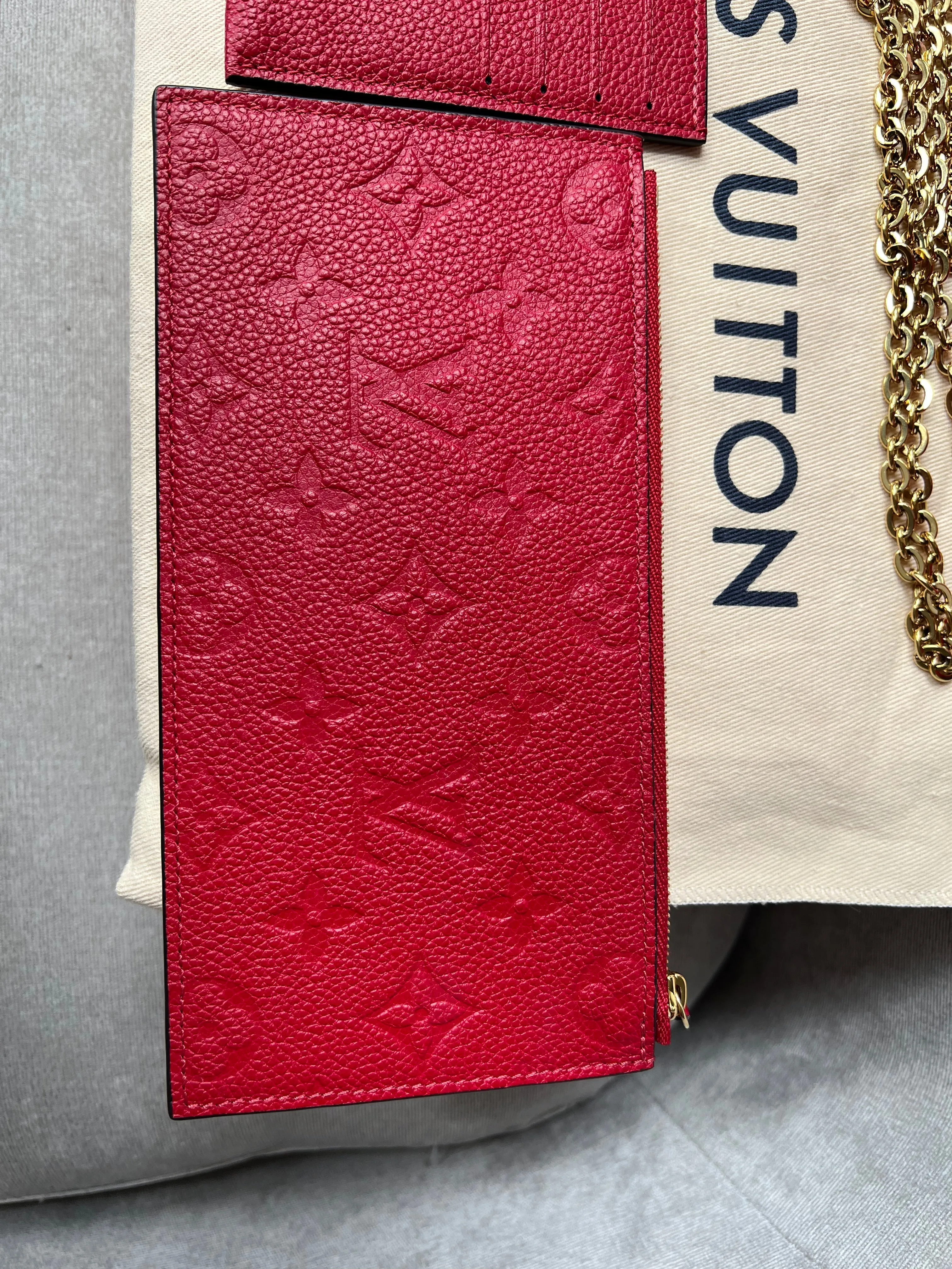 Louis Vuitton Felicie Pochette Red Empreinte Monogram (RRP £1160)