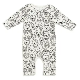 L/S Romper, Dogs Black