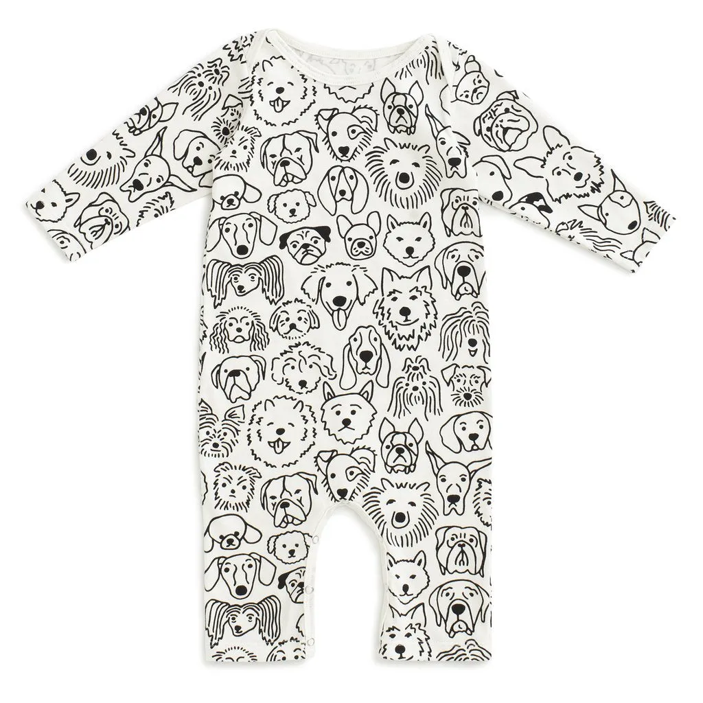L/S Romper, Dogs Black