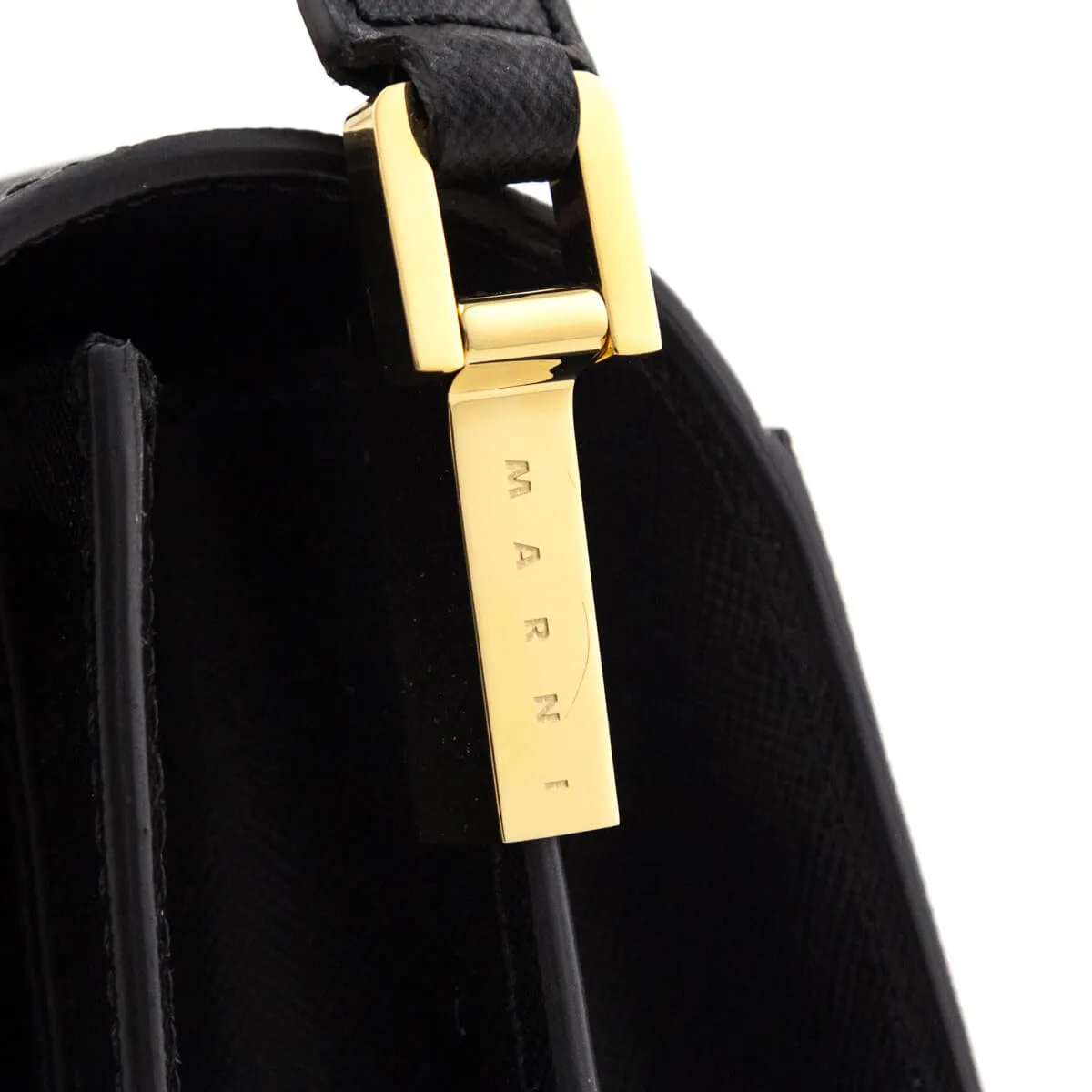 Marni Black Saffiano Trunk East/West Bag