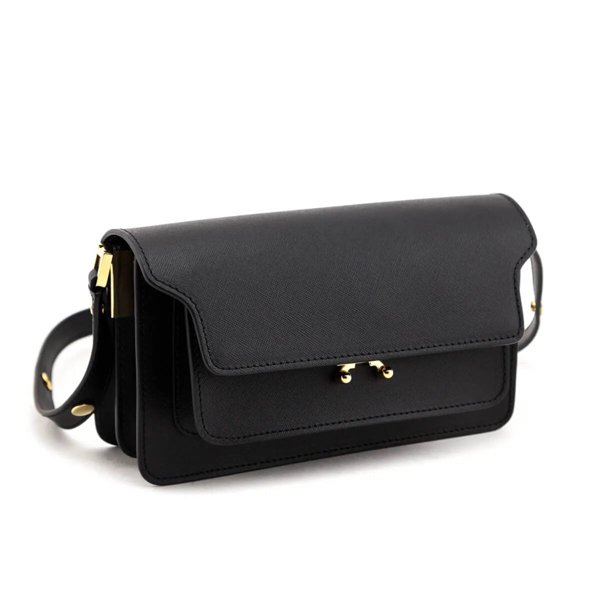 Marni Black Saffiano Trunk East/West Bag