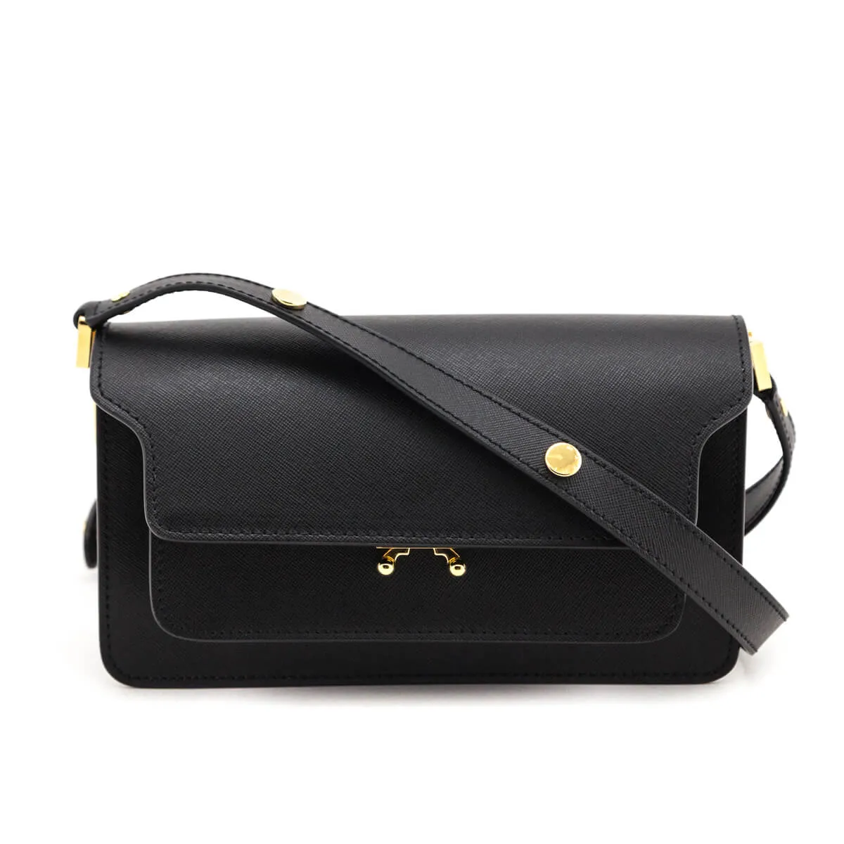 Marni Black Saffiano Trunk East/West Bag