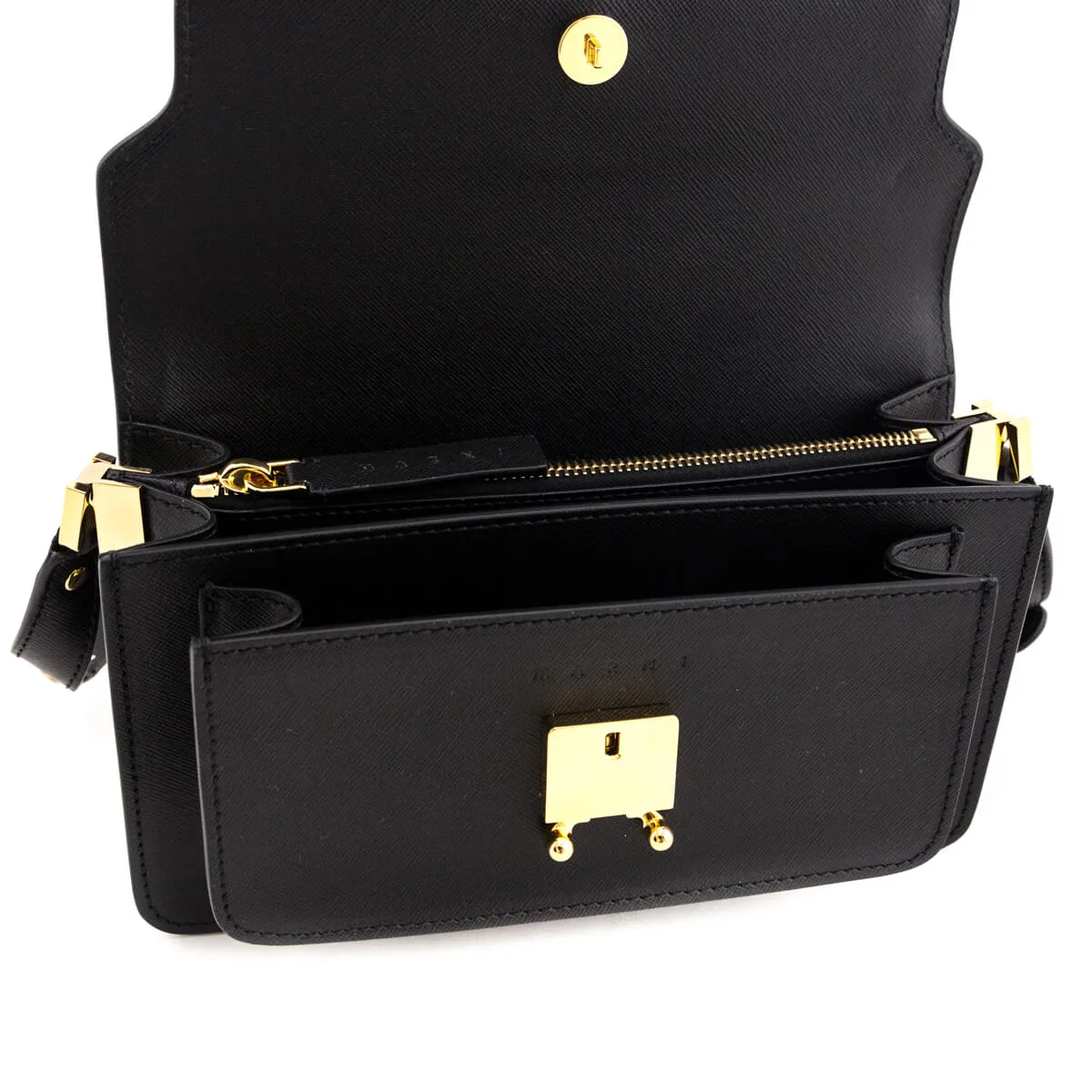 Marni Black Saffiano Trunk East/West Bag