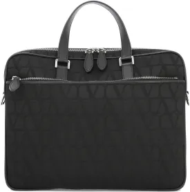 Men's Work Bag In Toile Iconographe Technical Fabric in Black | 4Y2B0C45CSH0NO