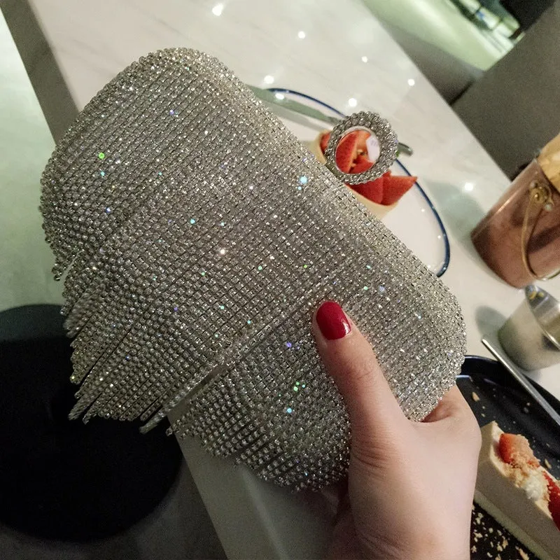 New shiny diamond ladies fringed hand bag  night party bag