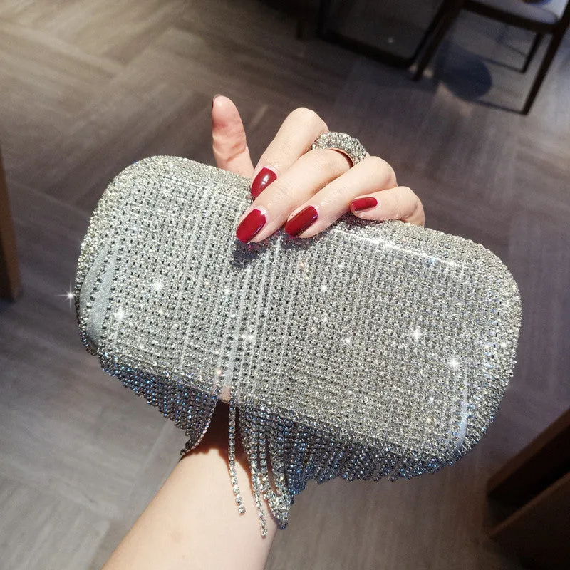 New shiny diamond ladies fringed hand bag  night party bag