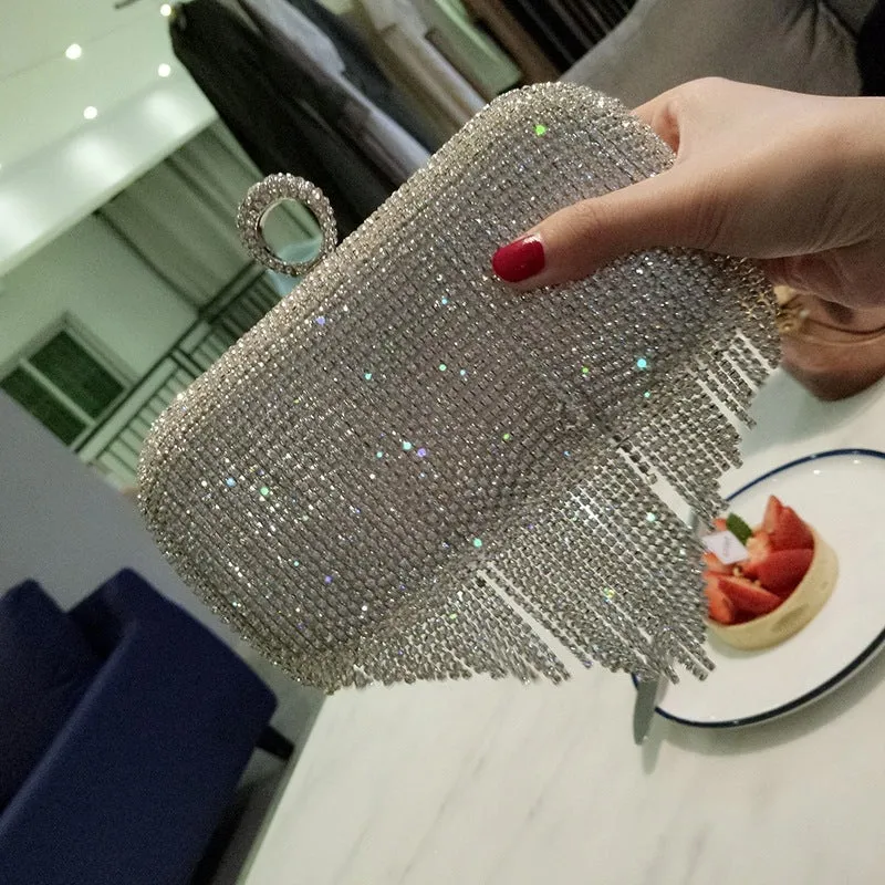 New shiny diamond ladies fringed hand bag  night party bag