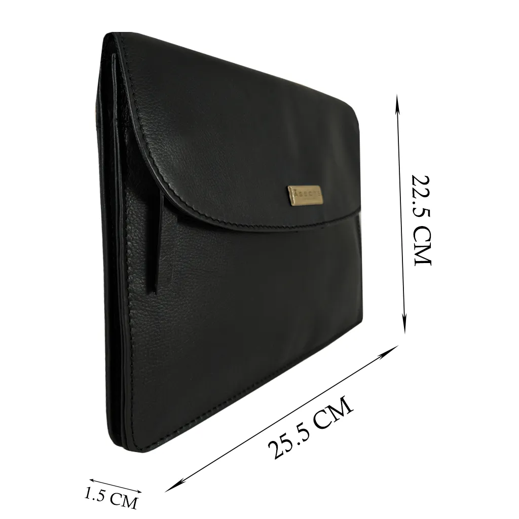 'OSLO' Black Pebble Grain Leather Crossbody Bag