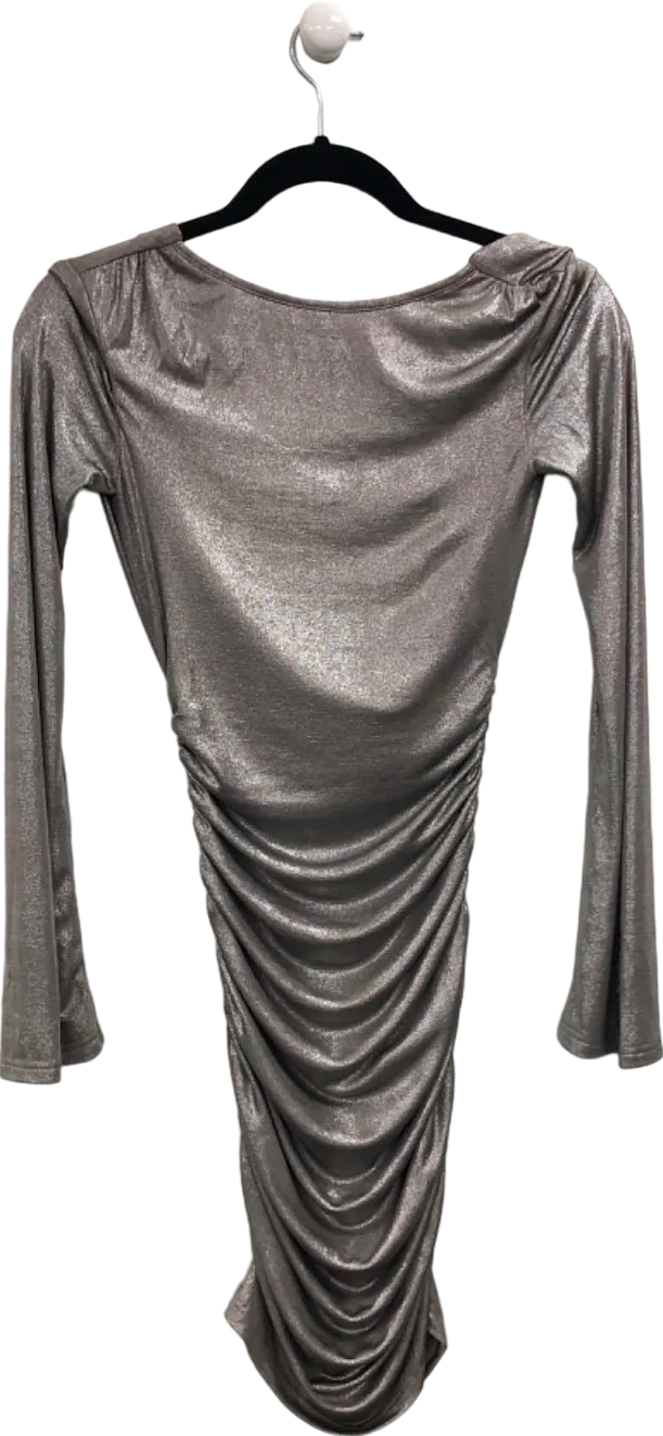 Pretty Lavish Silver Ruched Detail Mini Dress UK 6