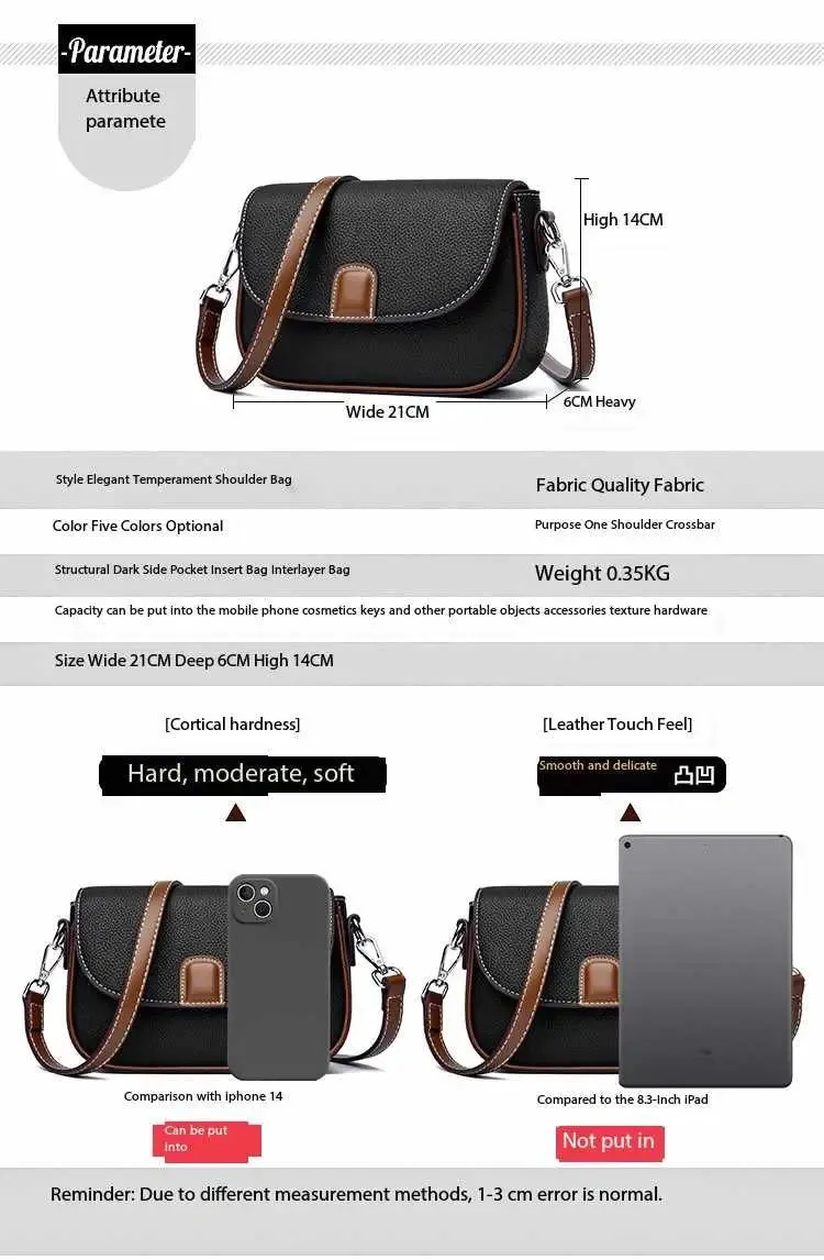 PU Leather Handbags Women Fashion Crossbody Bag - Black