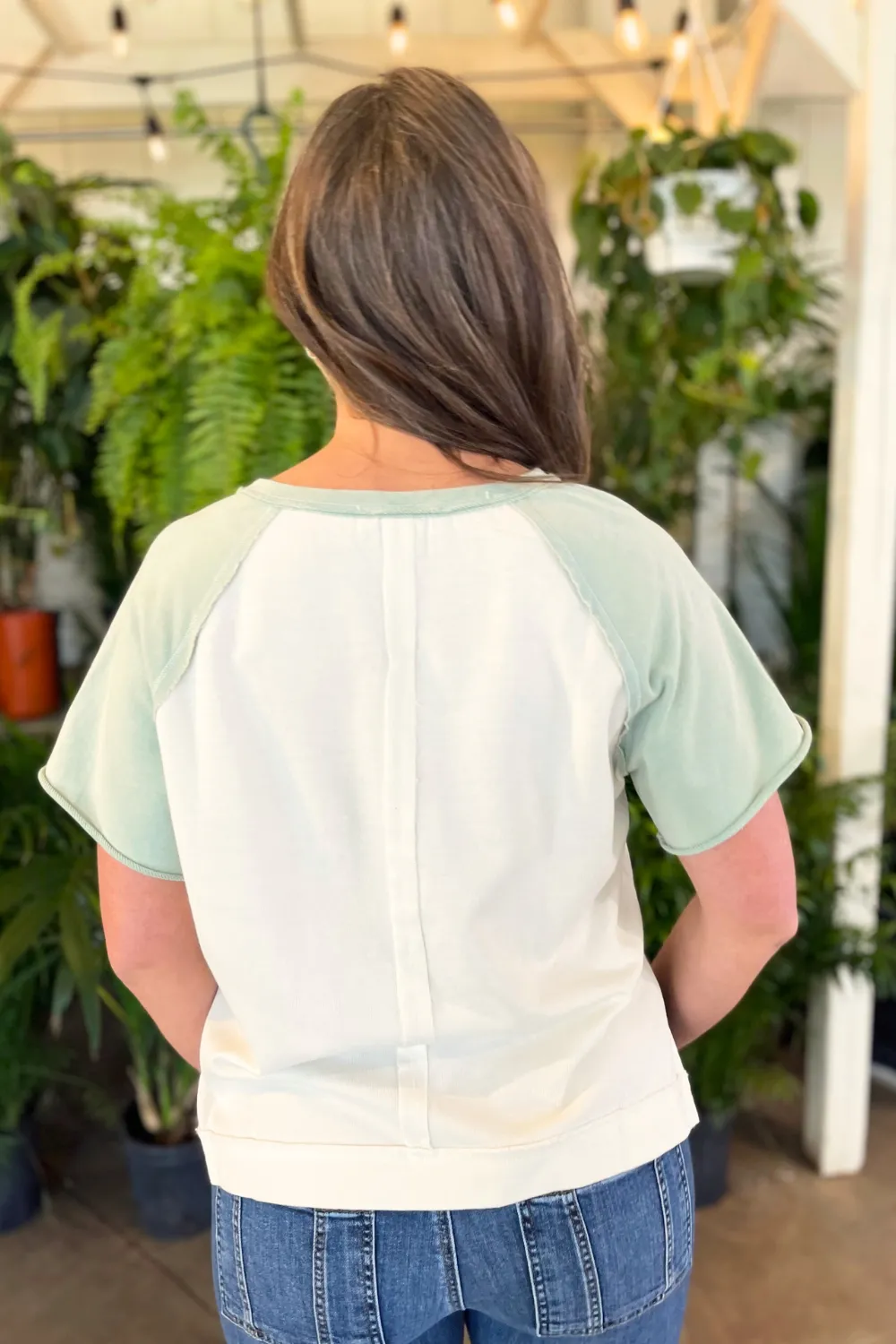 Raglan Short Sleeve Knit Button Up Top
