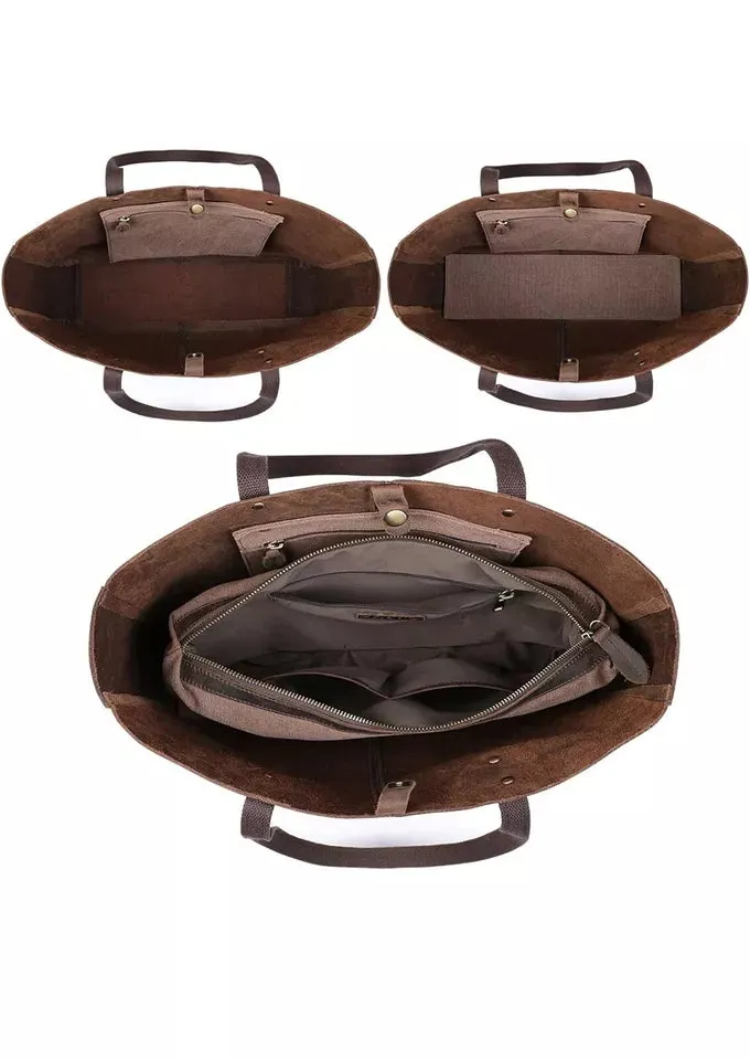 S-ZONE Genuine Leather Shoulder Tote Bag for Women, Large Handbag Work Purse