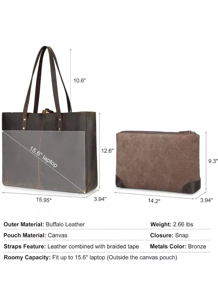 S-ZONE Genuine Leather Shoulder Tote Bag for Women, Large Handbag Work Purse