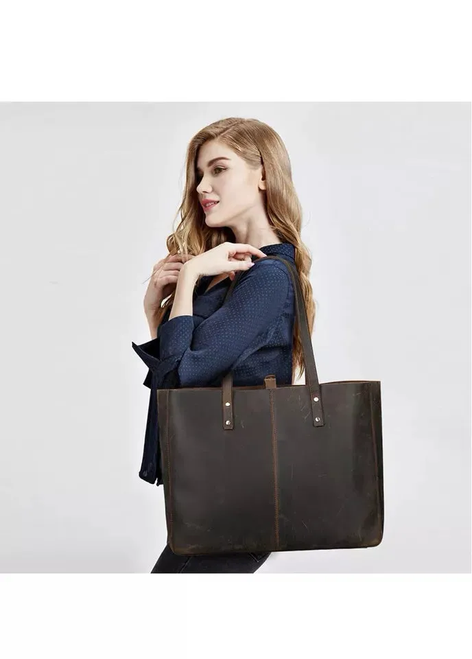 S-ZONE Genuine Leather Shoulder Tote Bag for Women, Large Handbag Work Purse