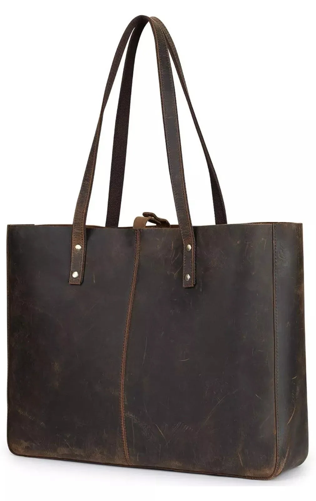 S-ZONE Genuine Leather Shoulder Tote Bag for Women, Large Handbag Work Purse