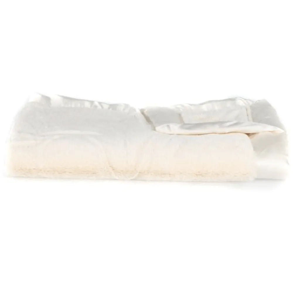 Saranoni Lush Satin Border Receiving Blanket | Ivory