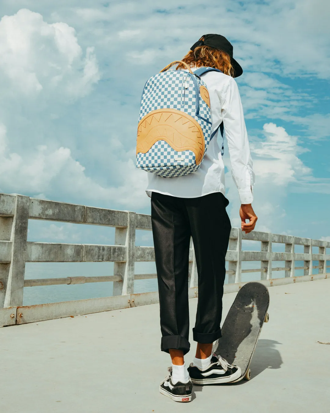 Sprayground Letter Checkers Backpack - Blue / Cream