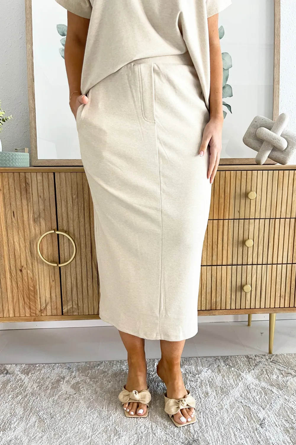 Stretch Midi Track Skirt